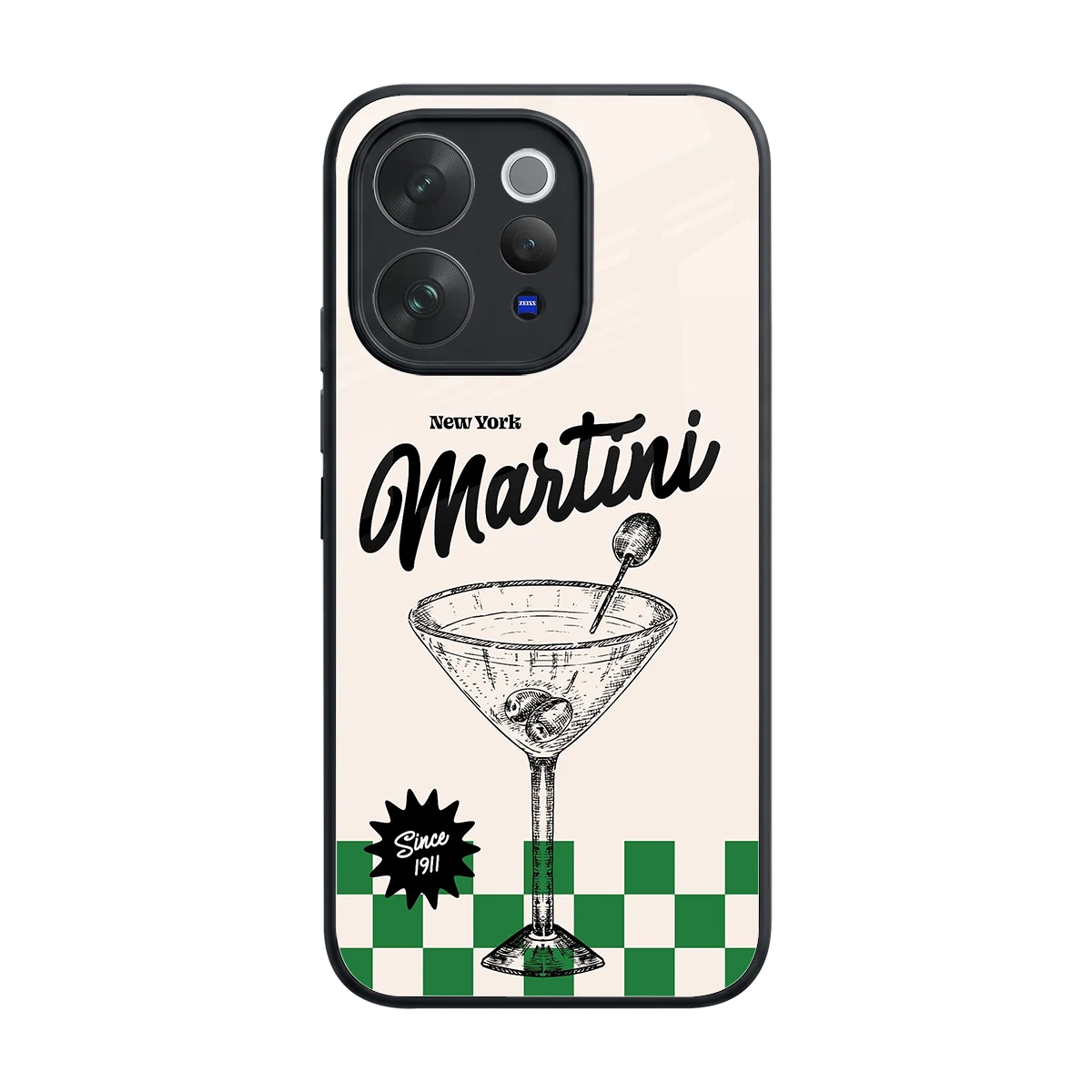 Newyork Martini back phone cover | glass case for vivo v70 elite