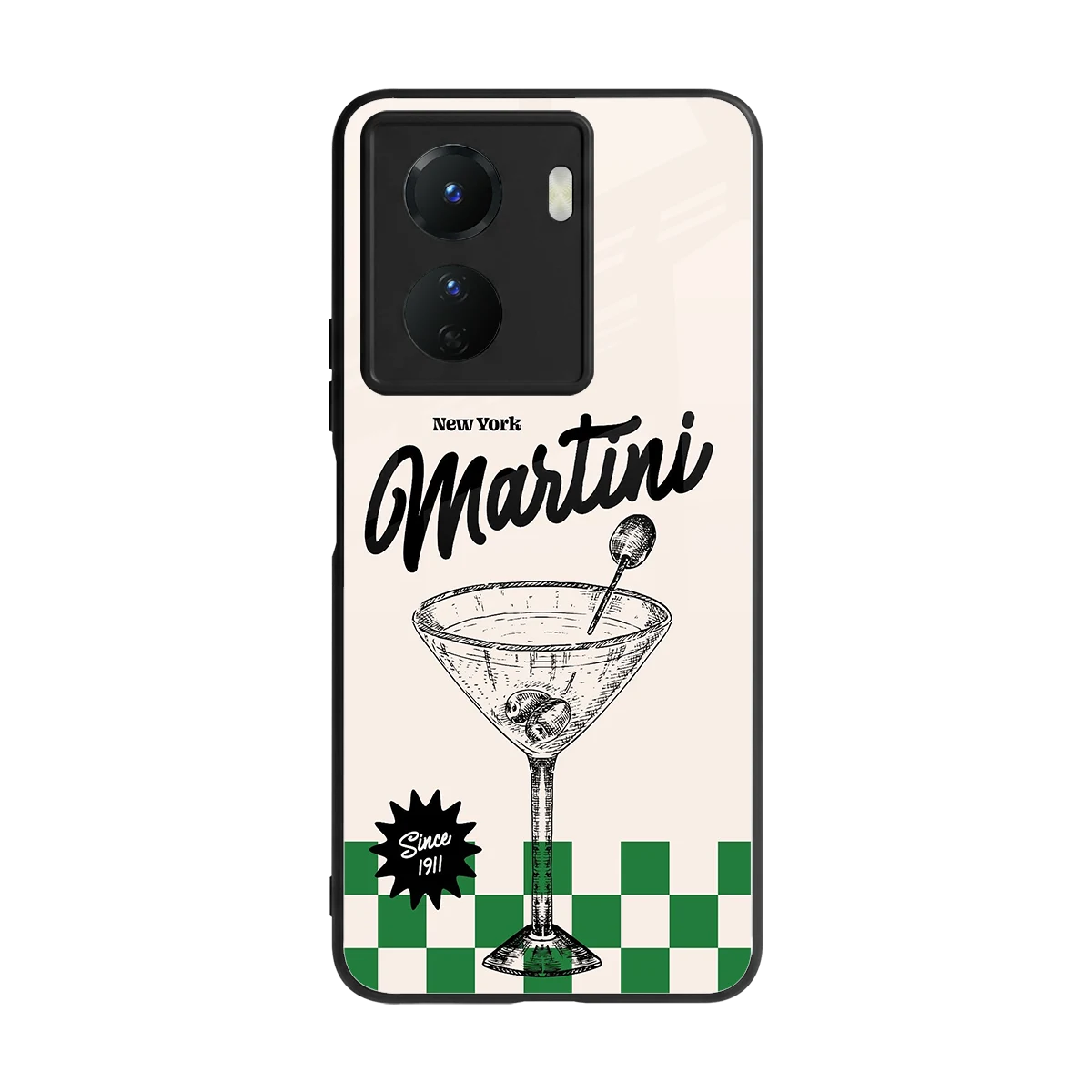 Newyork Martini back phone cover | glass case for vivo y16