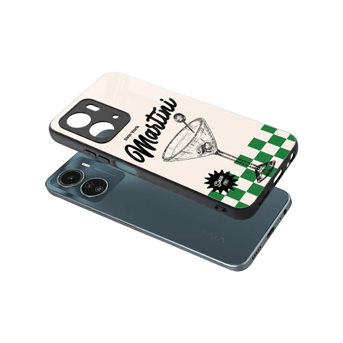 Newyork Martini sleek vivo y16 cover with tempered glass back and TPU edges