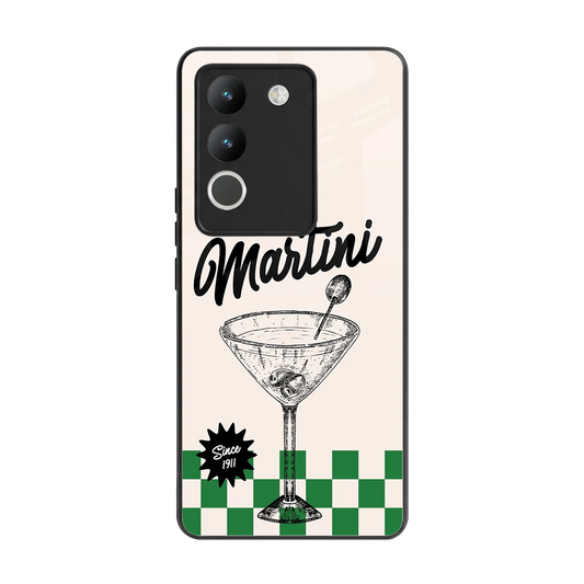 Newyork Martini back phone cover | glass case for vivo y200 5g