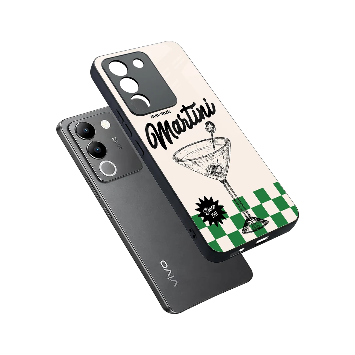 Newyork Martini sleek vivo y200 5g cover with tempered glass back and TPU edges