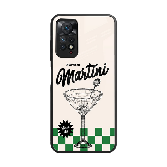 Newyork Martini back phone cover | glass case for redmi note 11 pro