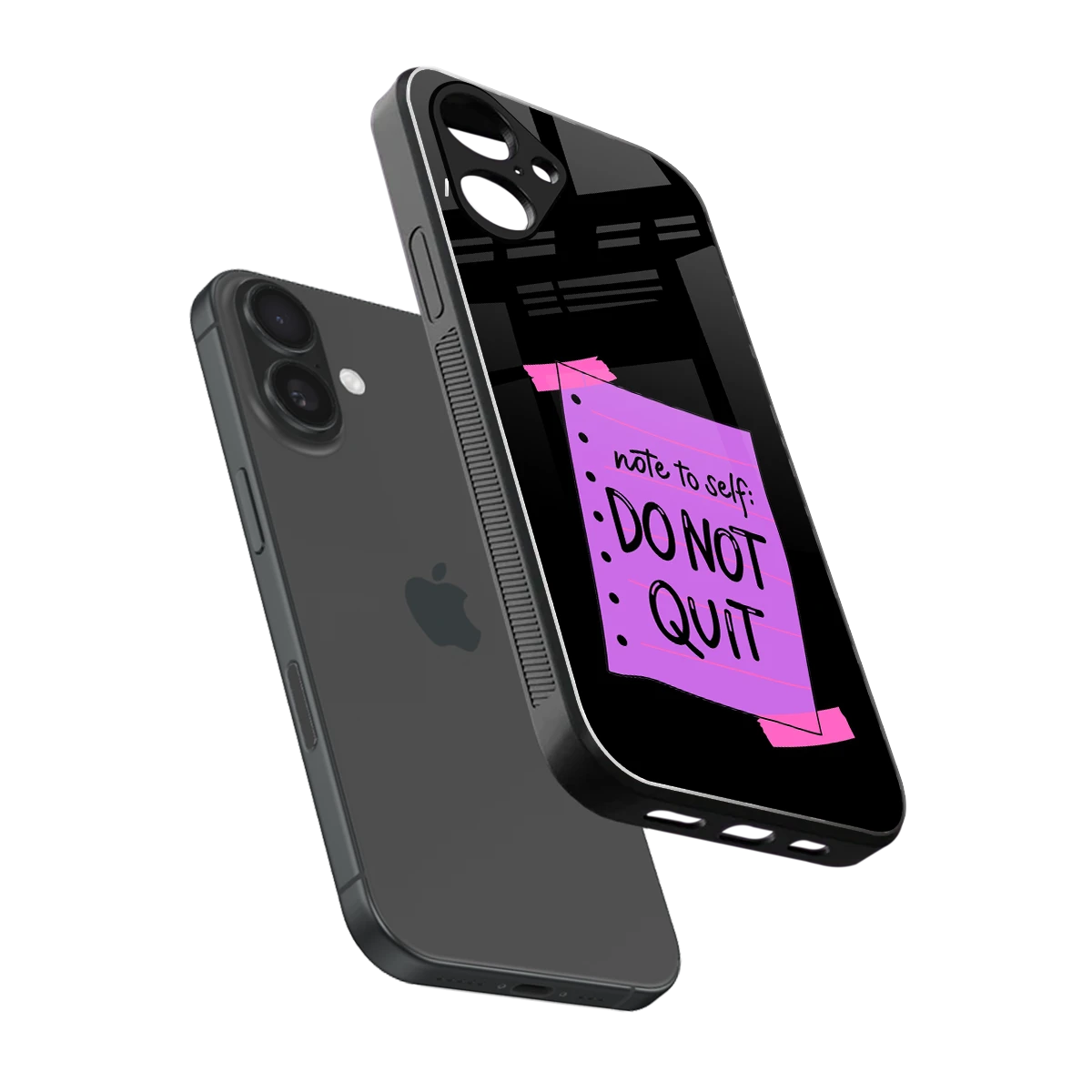 No Not Quit sleek iPhone 16 cover with tempered glass back and TPU edges