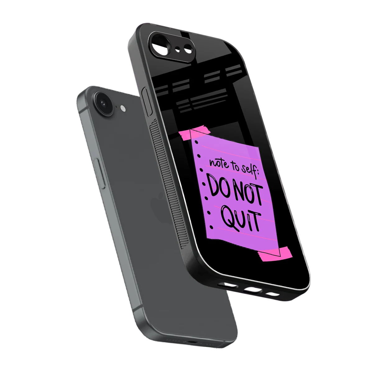 No Not Quit sleek iphone 16e cover with tempered glass back and TPU edges