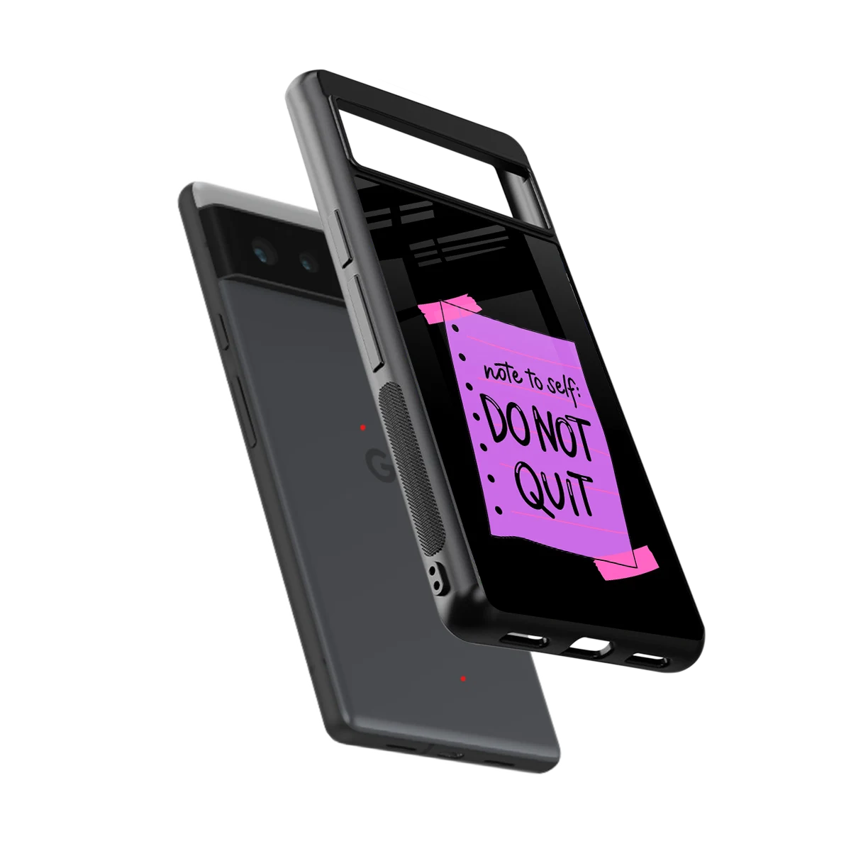 No Not Quit sleek google pixel 6a cover with tempered glass back and TPU edges