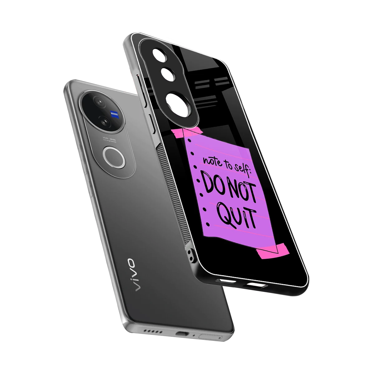 No Not Quit sleek vivo v50 cover with tempered glass back and TPU edges