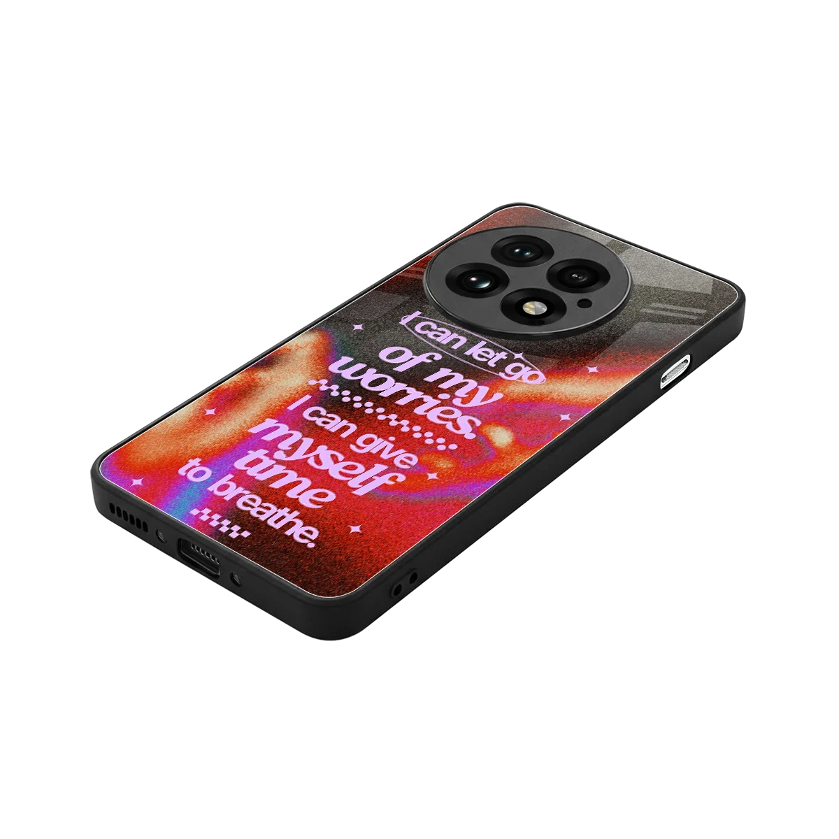 No Worries stylish phone case for oneplus 13 | glossy glass and slim fit