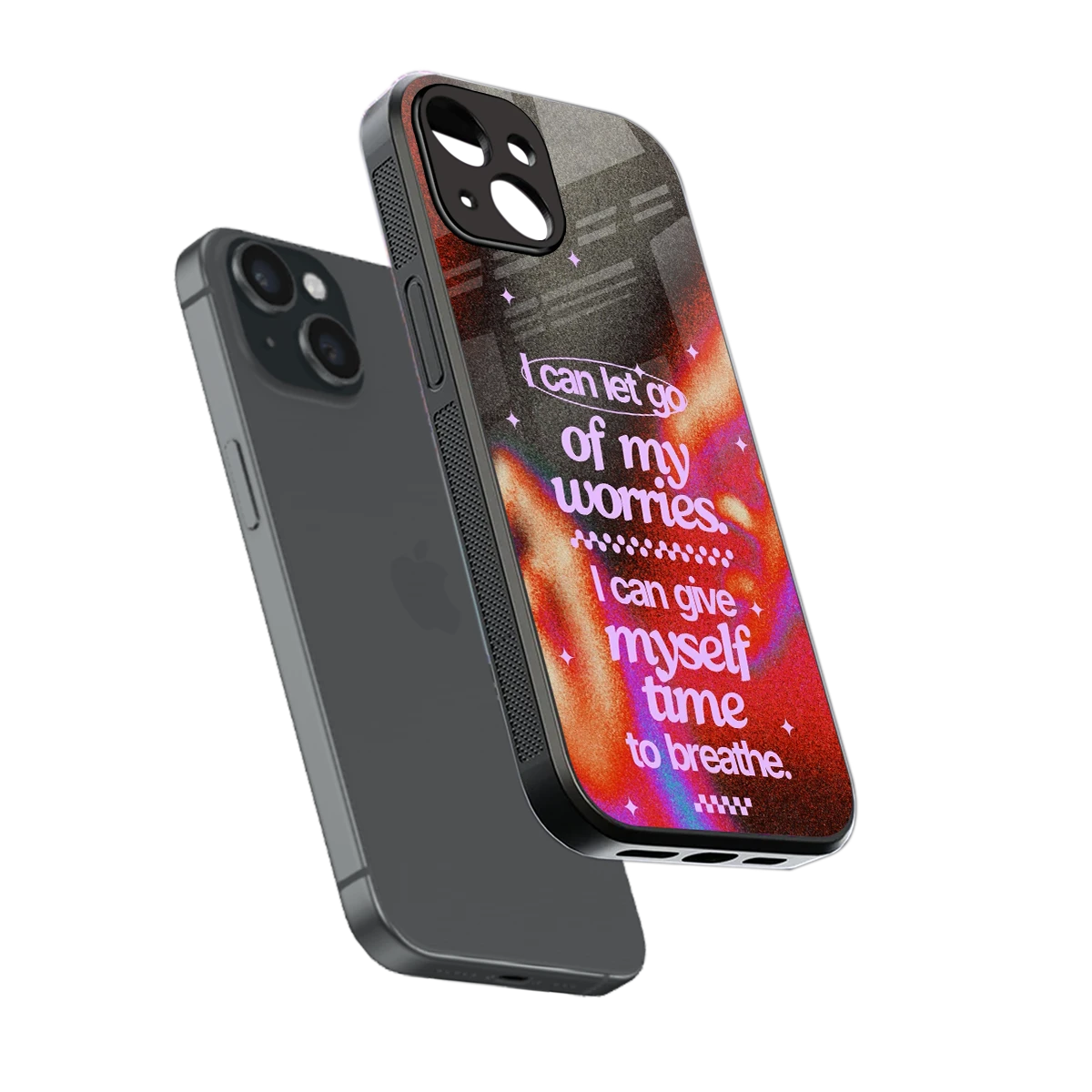 No Worries sleek iphone 13 cover with tempered glass back and TPU edges