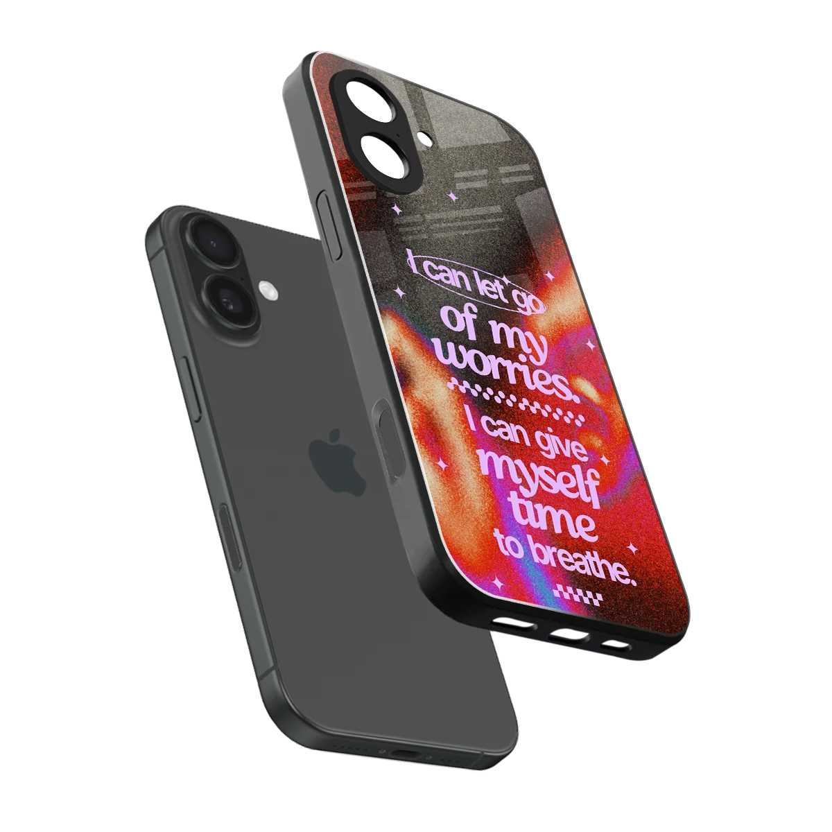 No Worries sleek iphone 17 cover with tempered glass back and TPU edges