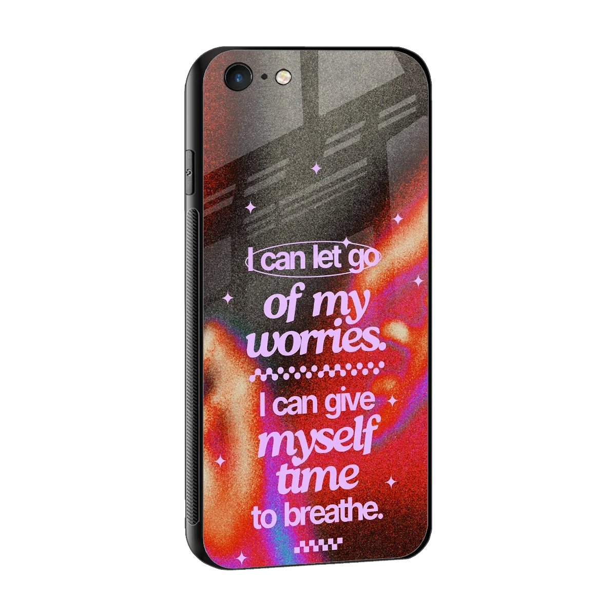 No Worries sleek iphone 6s plus cover with tempered glass back and TPU edges