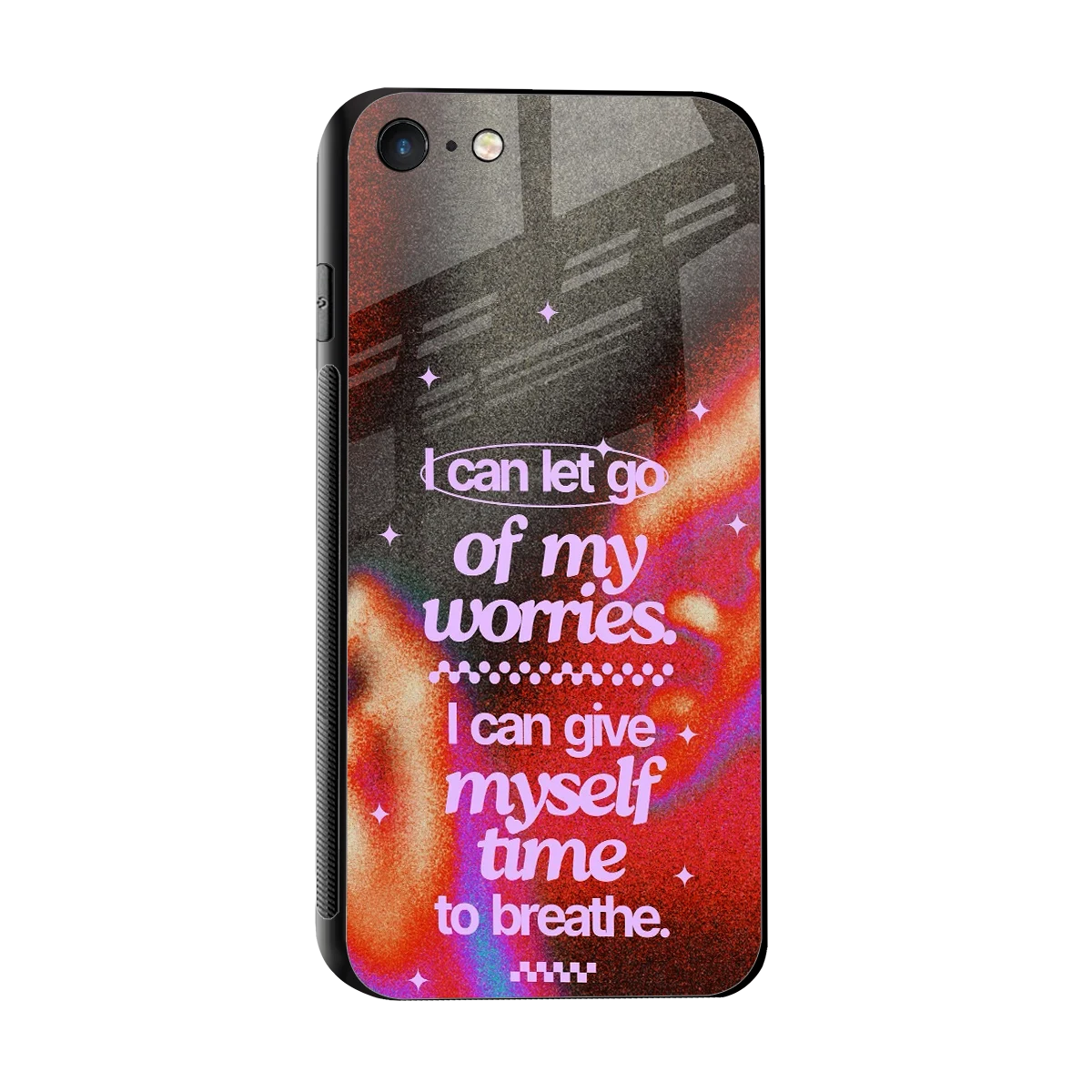 No Worries sleek iphone 7 cover with tempered glass back and TPU edges