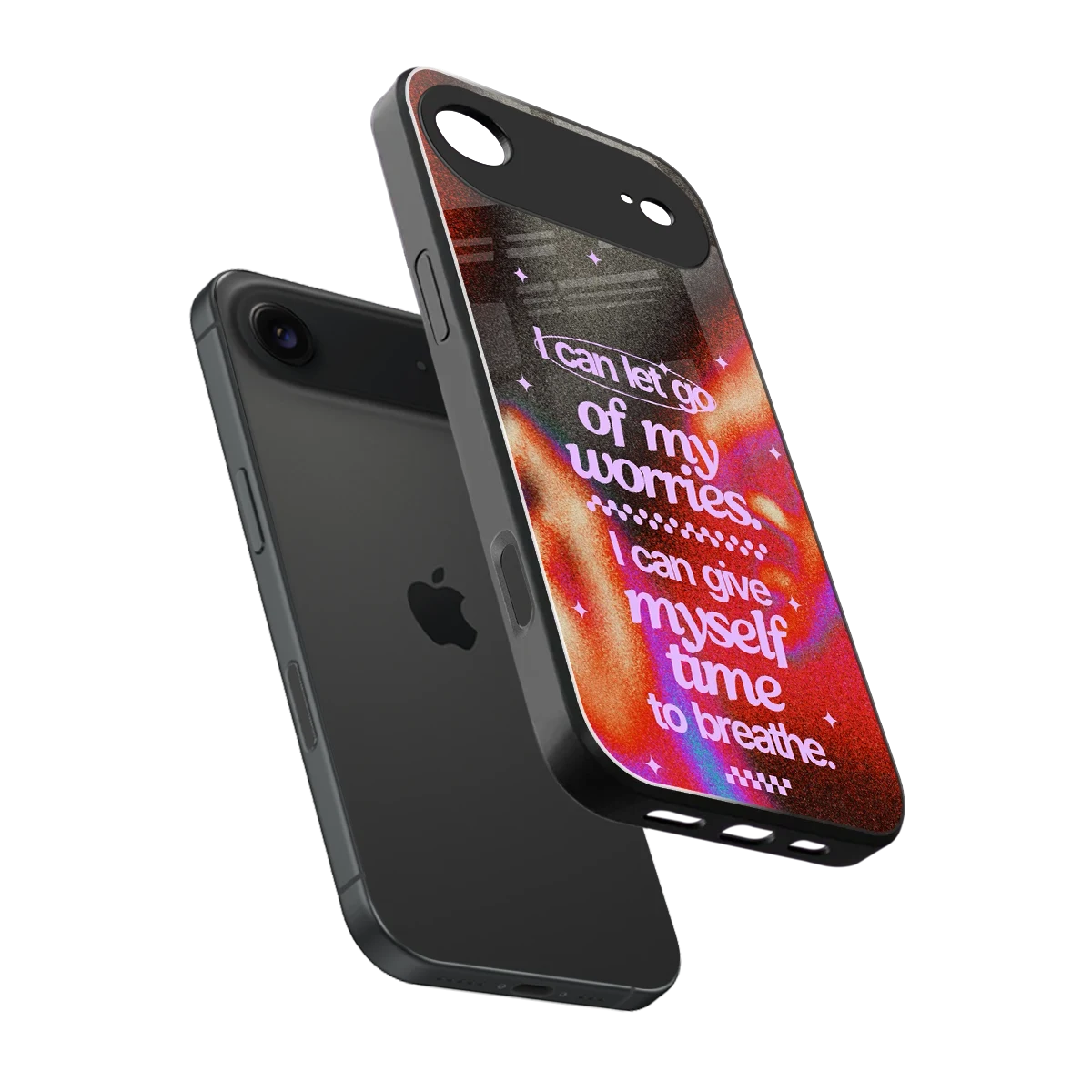 No Worries sleek iphone air cover with tempered glass back and TPU edges