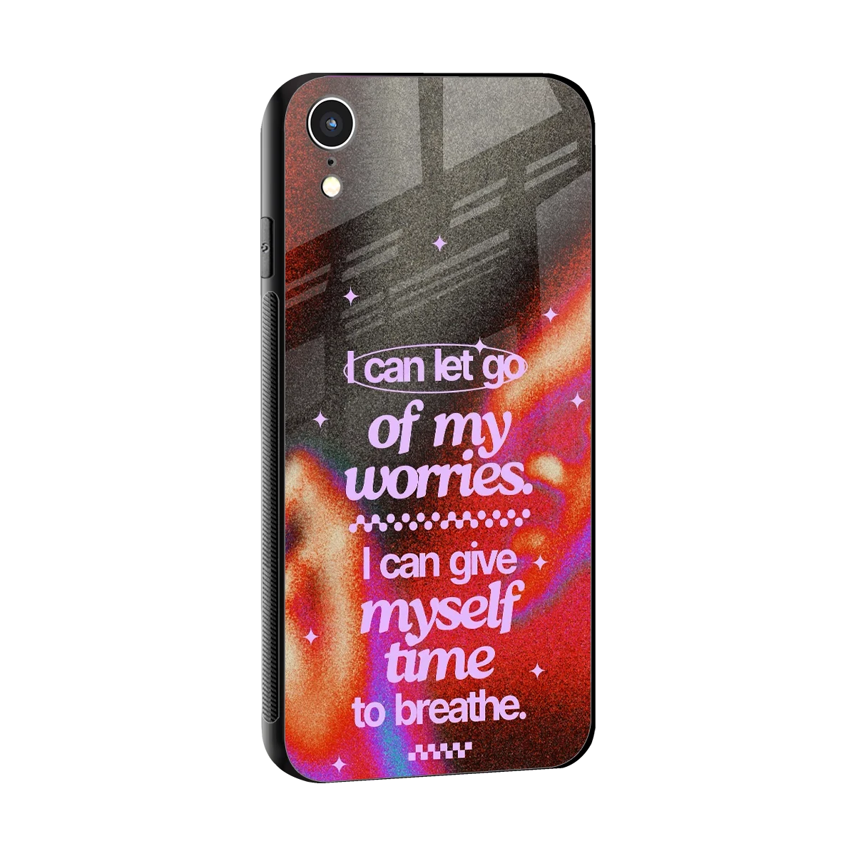 No Worries sleek iphone xr cover with tempered glass back and TPU edges