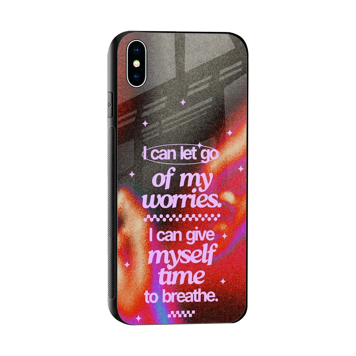 No Worries sleek iphone xs max cover with tempered glass back and TPU edges