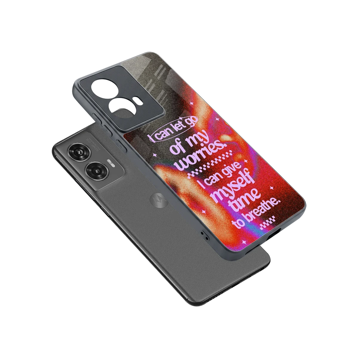 No Worries sleek motorola edge 50 fusion cover with tempered glass back and TPU edges