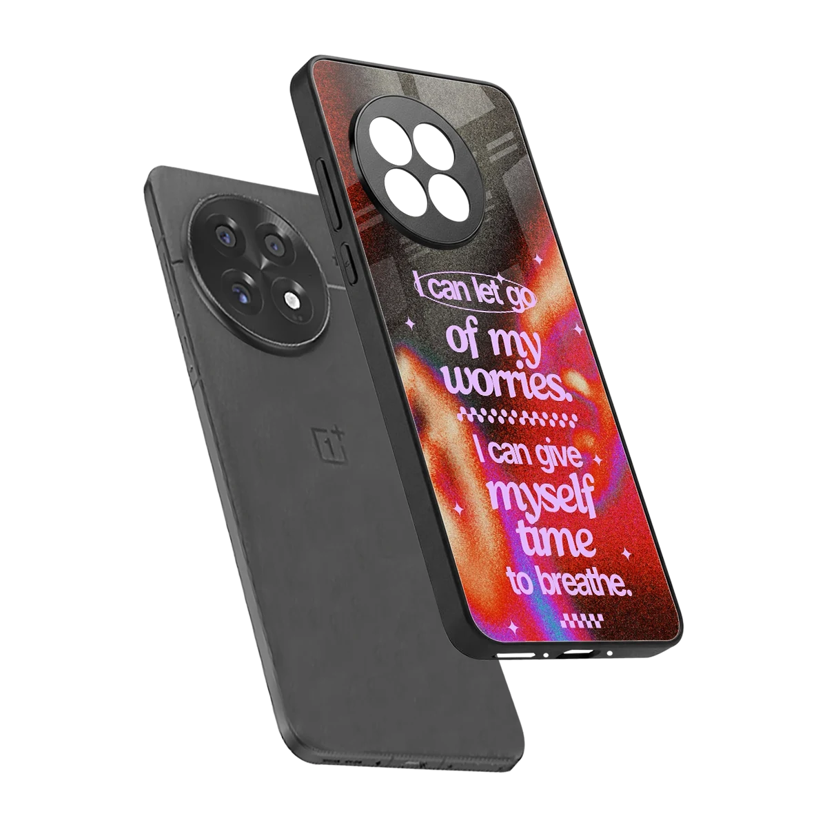 No Worries sleek oneplus 13r cover with tempered glass back and TPU edges