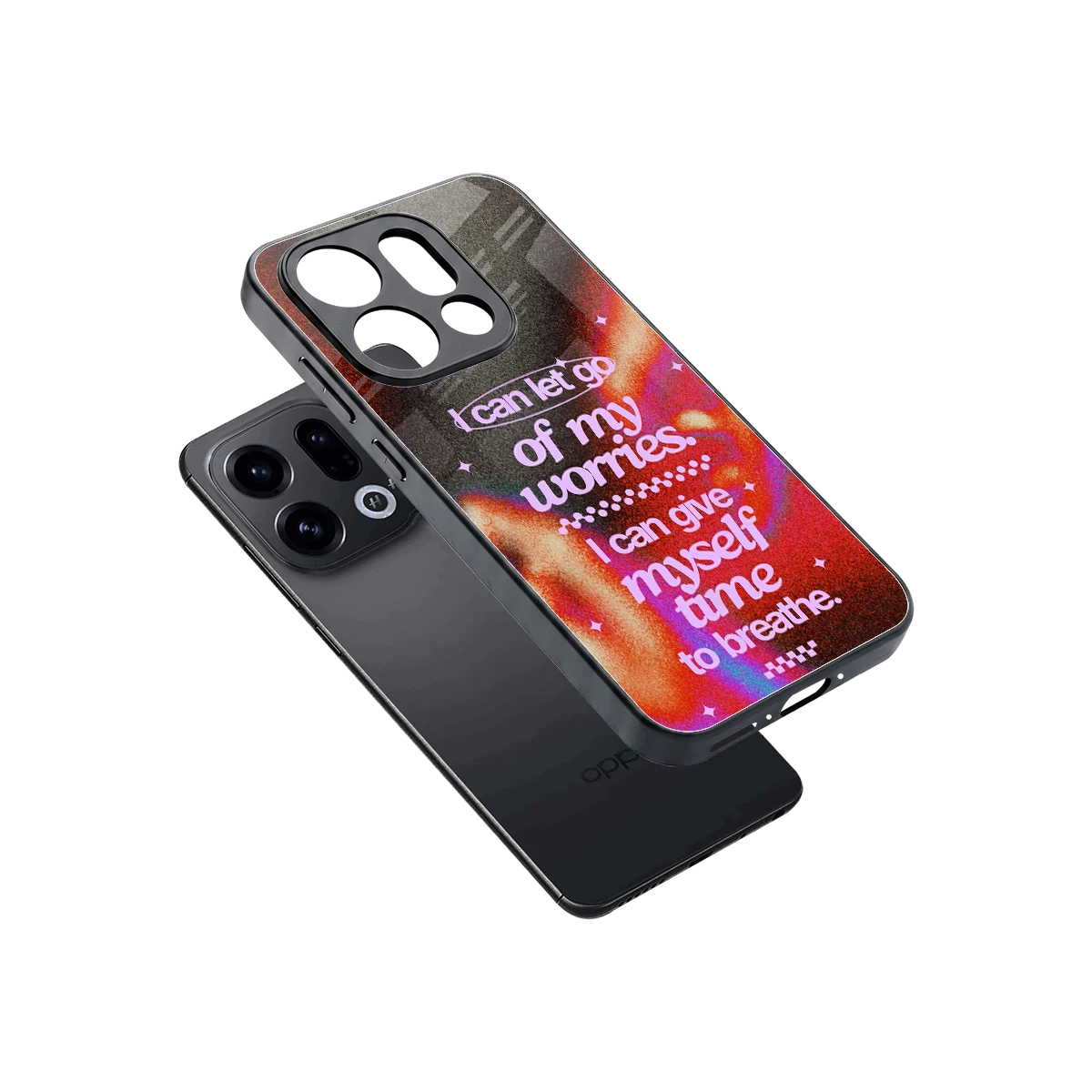 No Worries sleek oppo find x9 cover with tempered glass back and TPU edges
