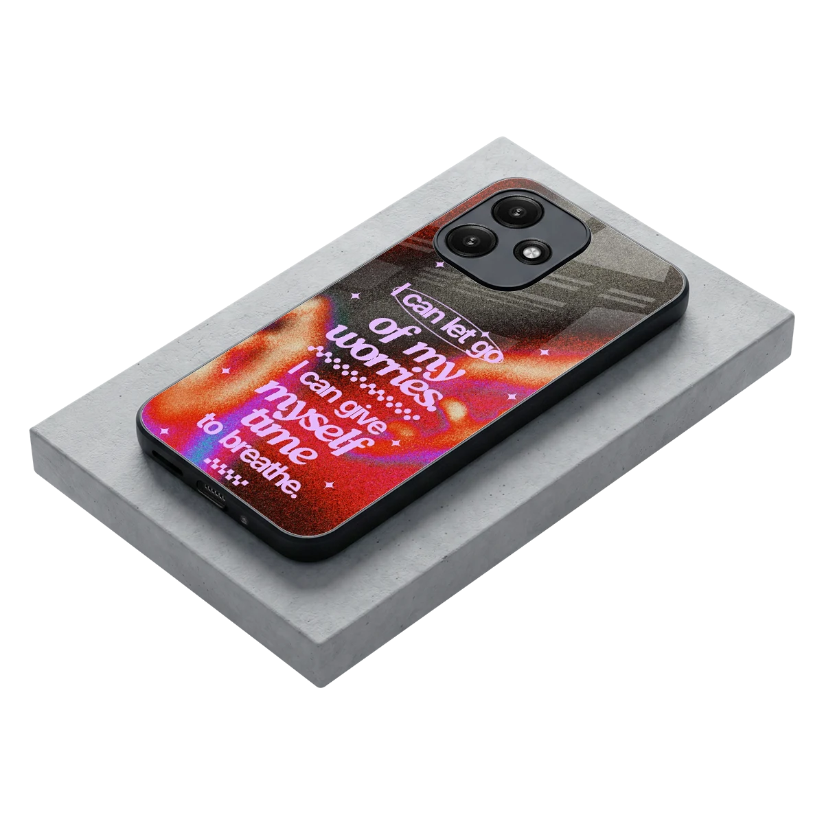 No Worries stylish phone case for redmi 12 5g | glossy glass and slim fit