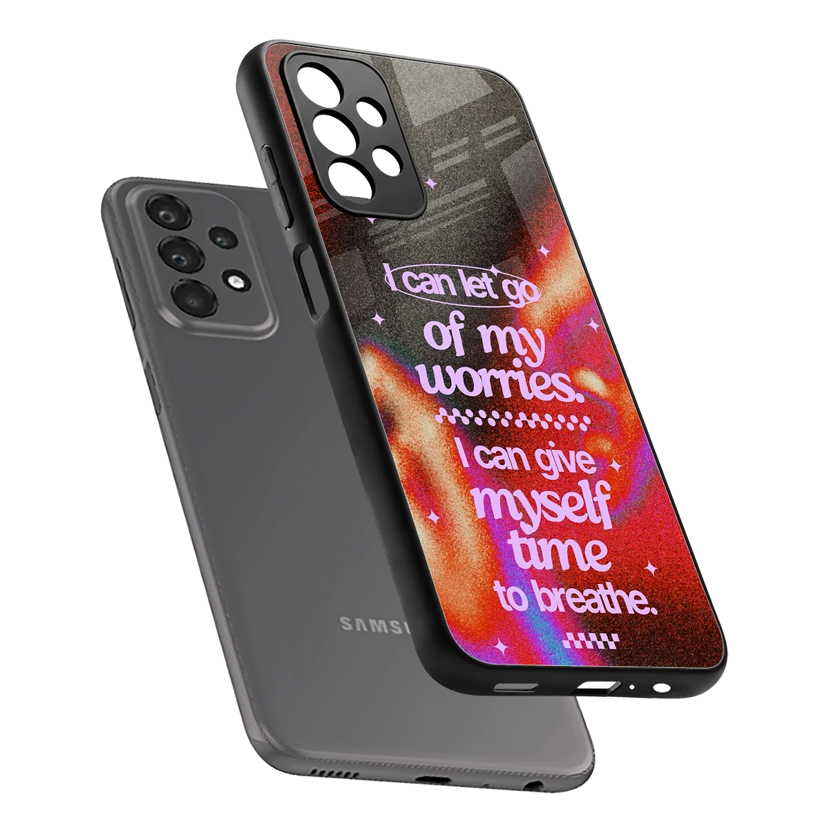 No Worries sleek samsung galaxy a23 cover with tempered glass back and TPU edges