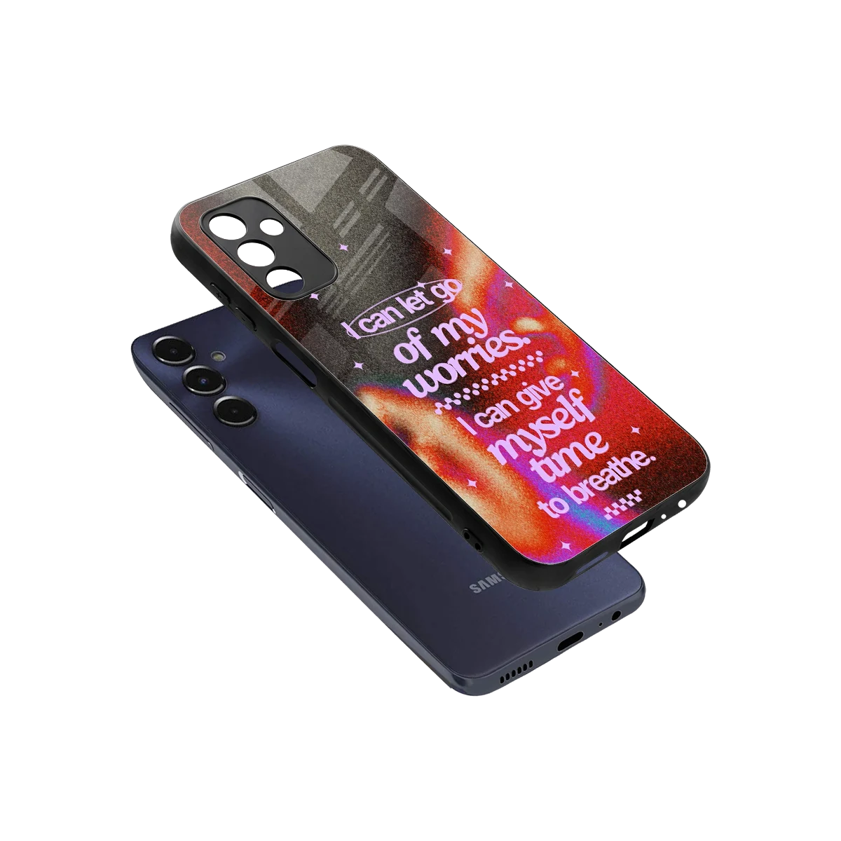 No Worries sleek samsung galaxy m14 5g cover with tempered glass back and TPU edges