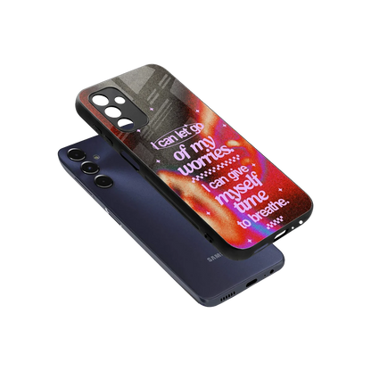 No Worries sleek samsung galaxy m14 5g cover with tempered glass back and TPU edges