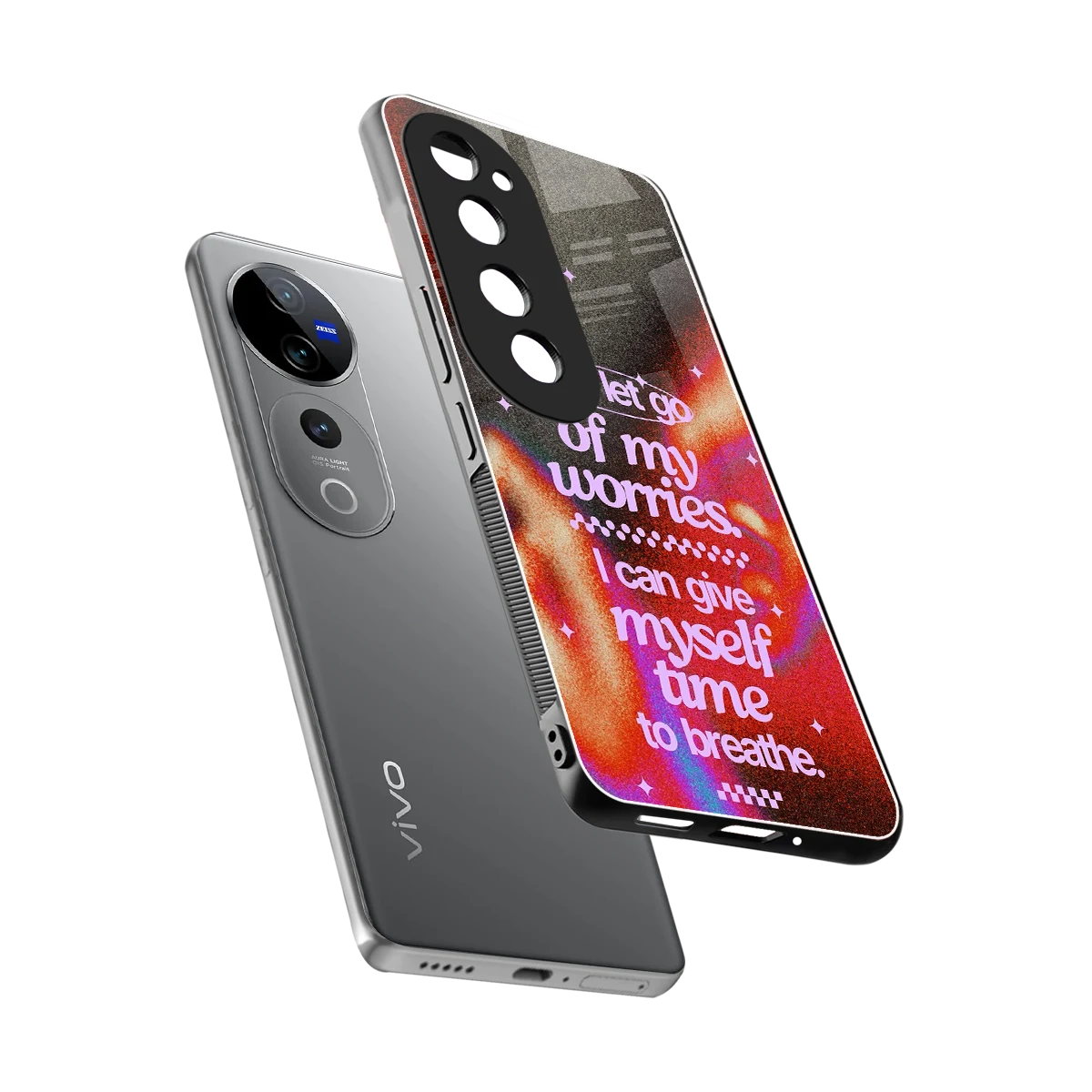 No Worries sleek vivo v40 pro cover with tempered glass back and TPU edges
