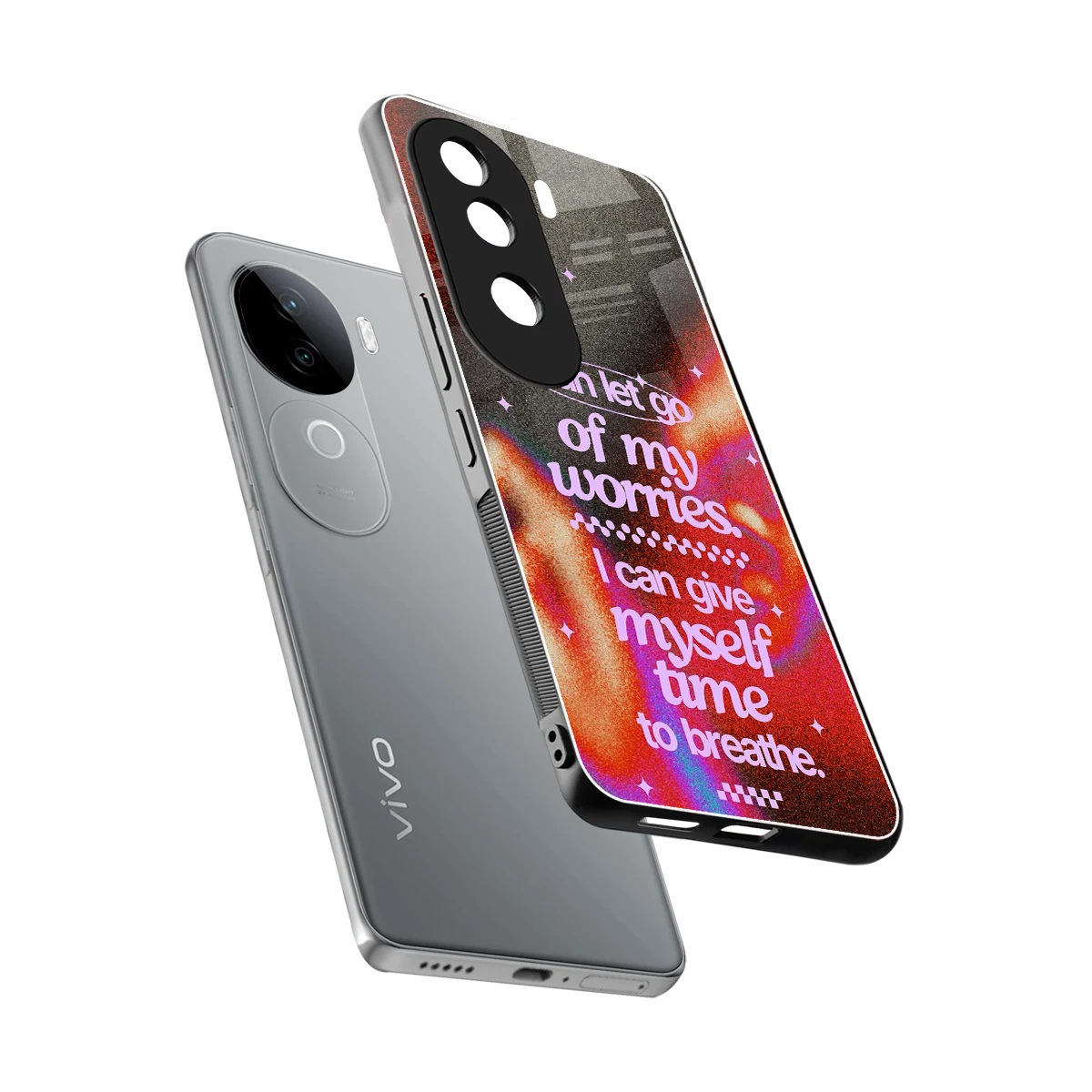 No Worries sleek vivo v40e cover with tempered glass back and TPU edges