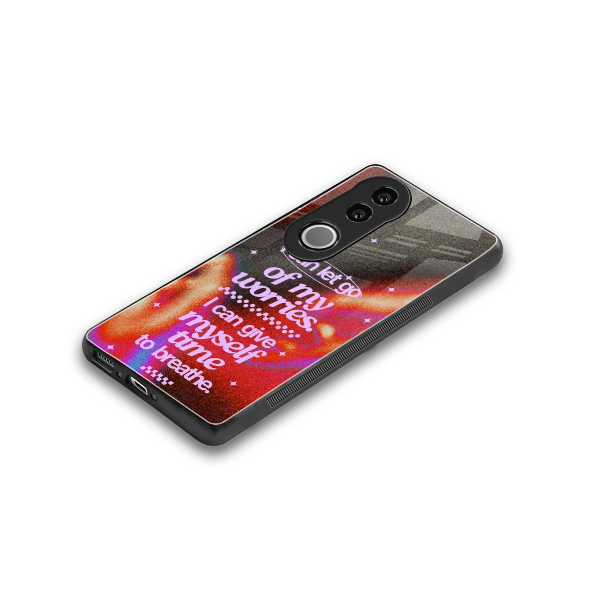 No Worries stylish phone case for vivo v50 | glossy glass and slim fit