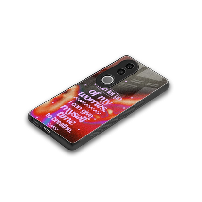 No Worries stylish phone case for vivo v50 | glossy glass and slim fit