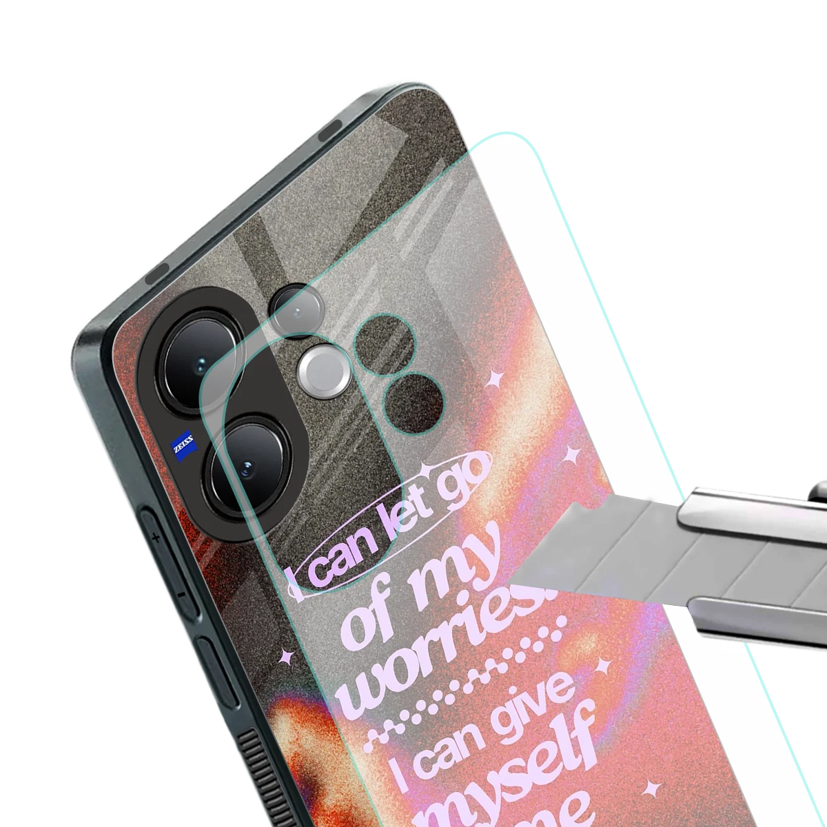 No Worries stylish phone case for vivo v60 | glossy glass and slim fit