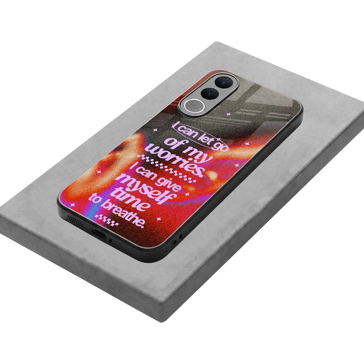 No Worries stylish phone case for vivo v70 fe | glossy glass and slim fit