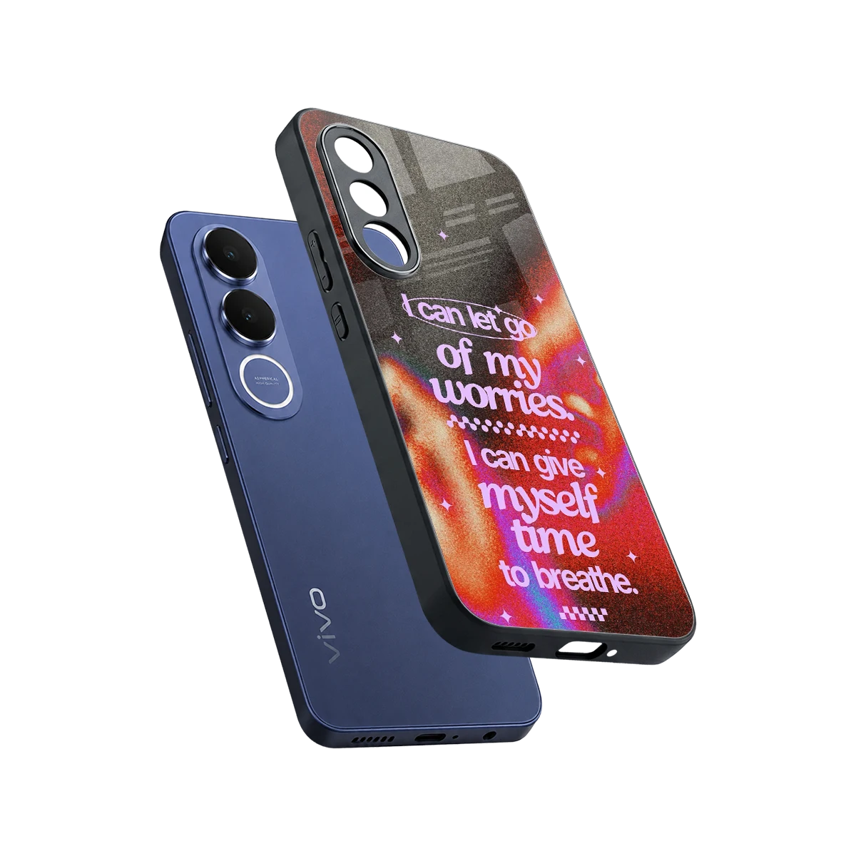 No Worries sleek vivo v70 fe cover with tempered glass back and TPU edges