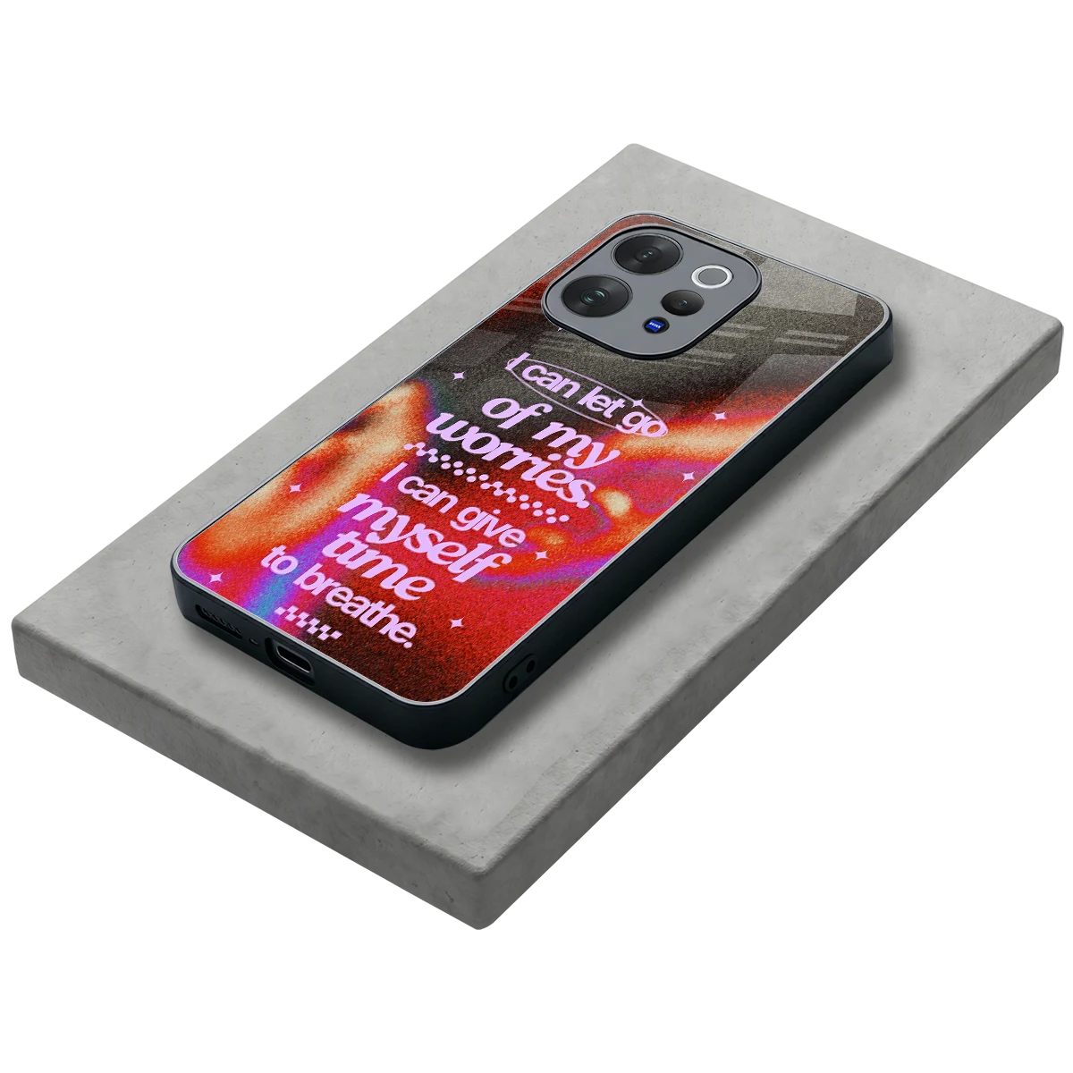 No Worries stylish phone case for vivo v70 | glossy glass and slim fit