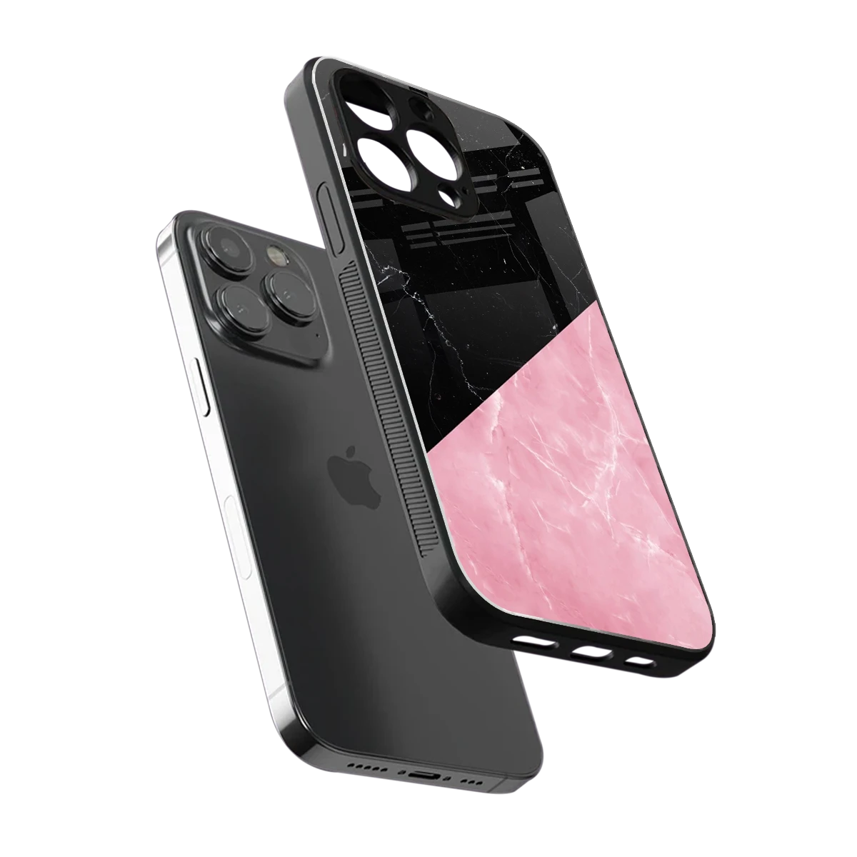 Obsidian Rose sleek iphone 13 pro cover with tempered glass back and TPU edges