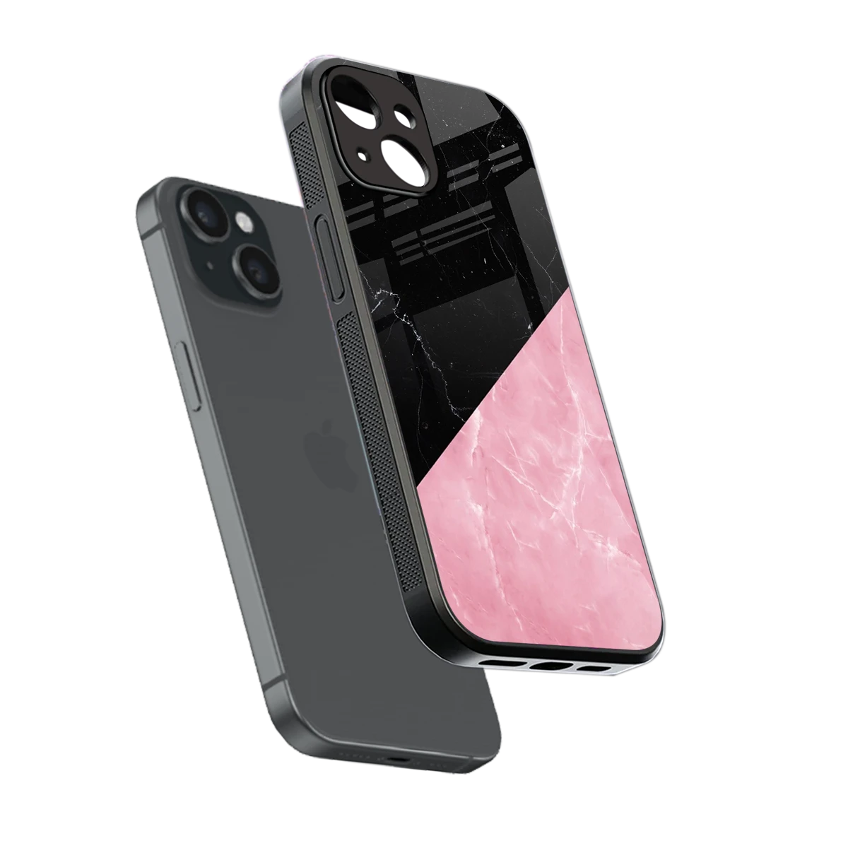 Obsidian Rose sleek iphone 14 cover with tempered glass back and TPU edges