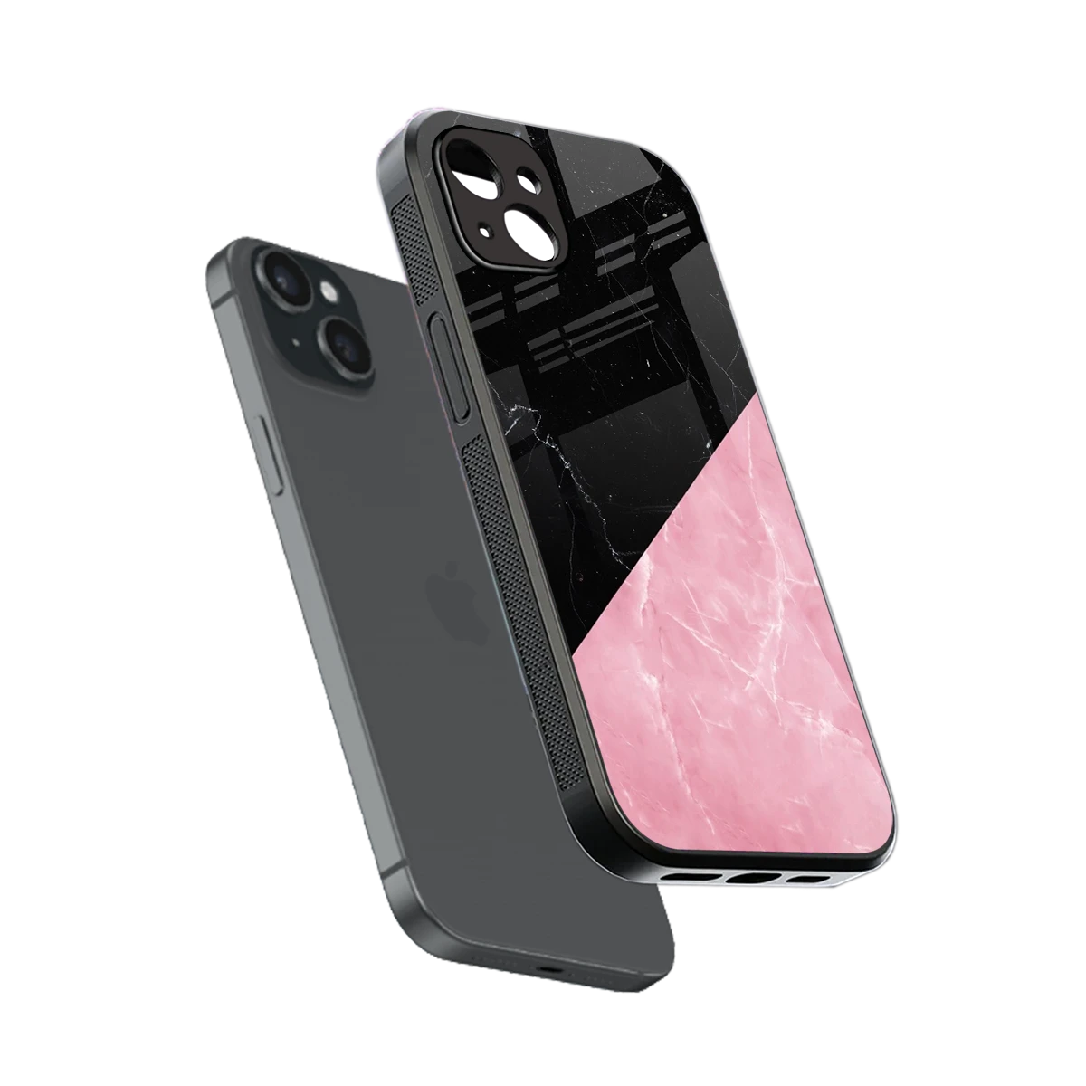 Obsidian Rose sleek iphone 15 plus cover with tempered glass back and TPU edges