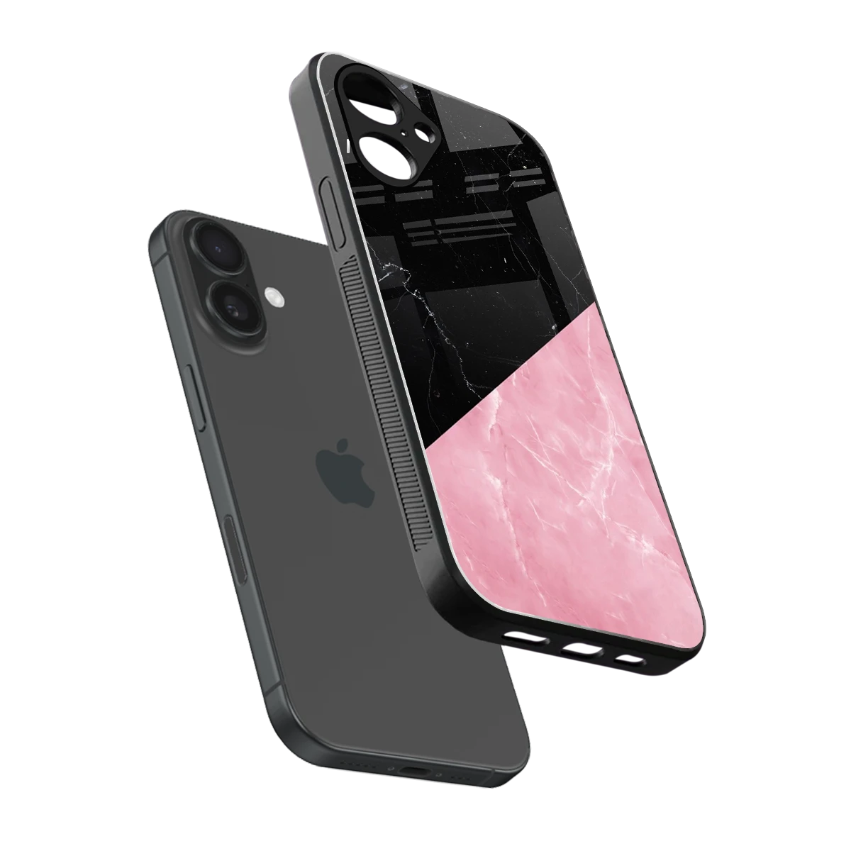 Obsidian Rose sleek iPhone 16 cover with tempered glass back and TPU edges