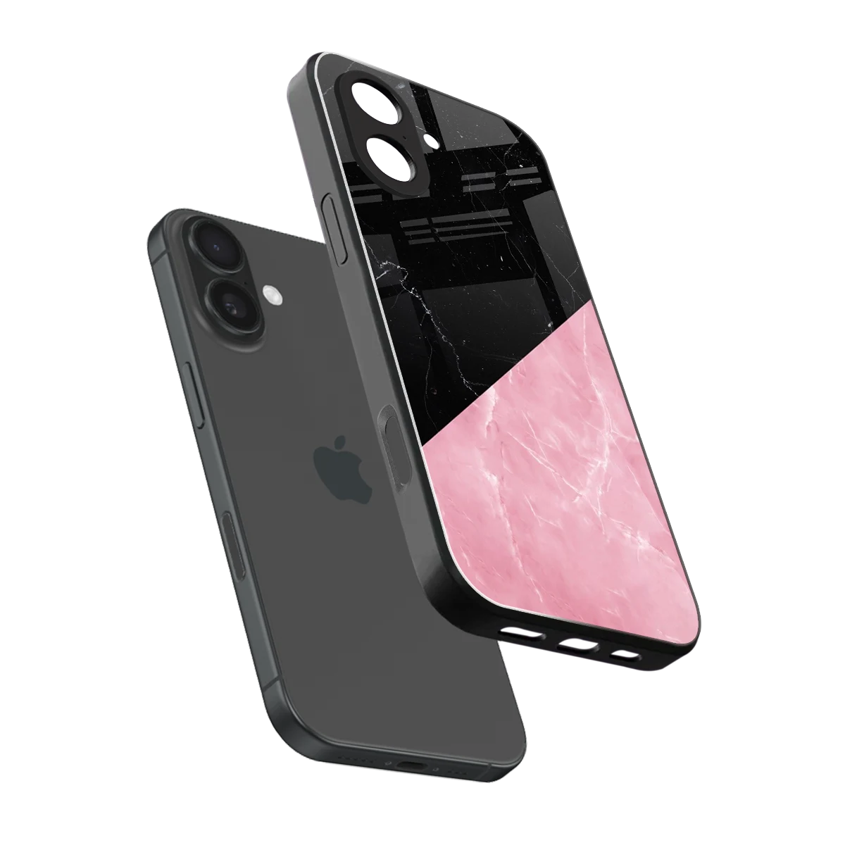 Obsidian Rose sleek iphone 17 cover with tempered glass back and TPU edges