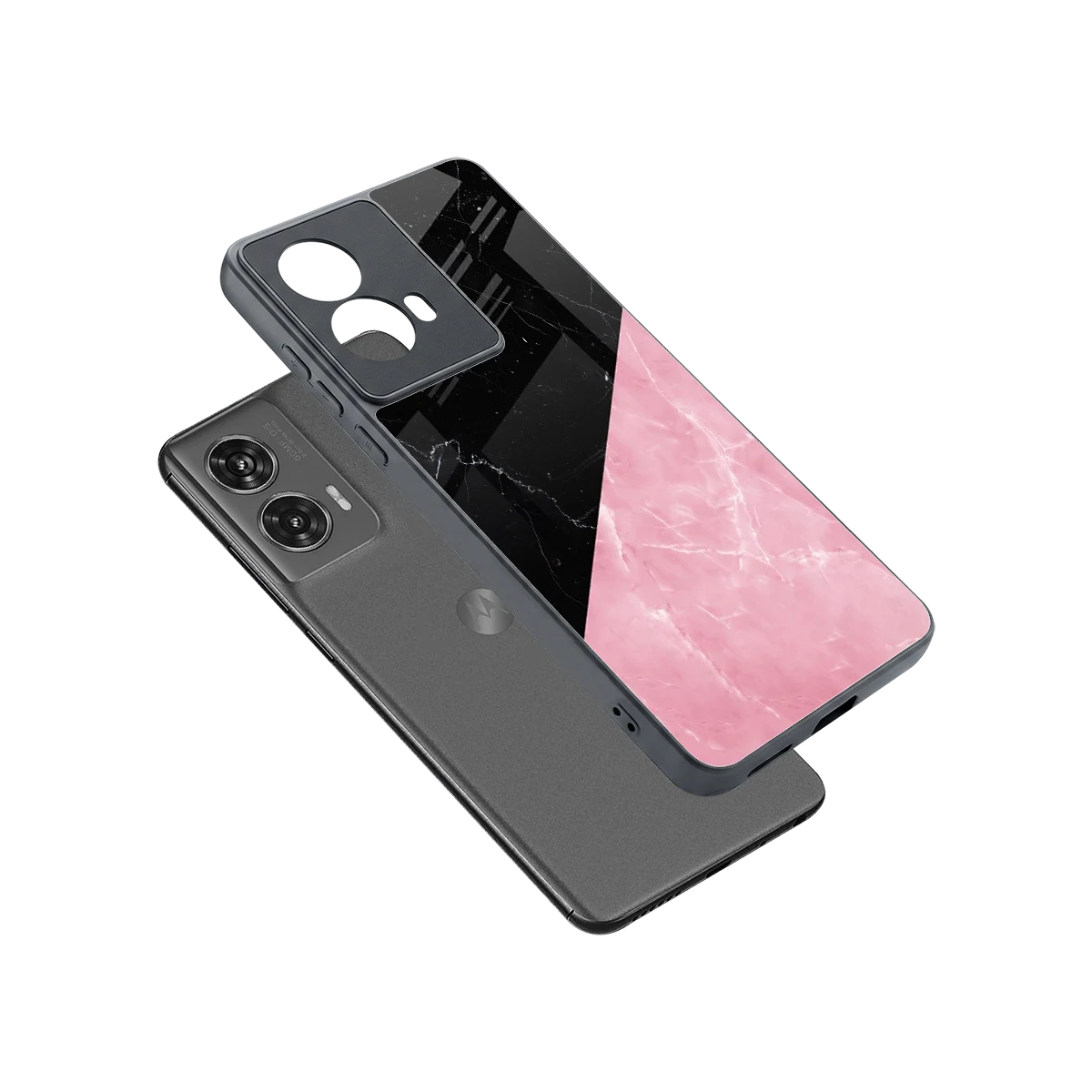 Obsidian Rose sleek motorola edge 50 fusion cover with tempered glass back and TPU edges