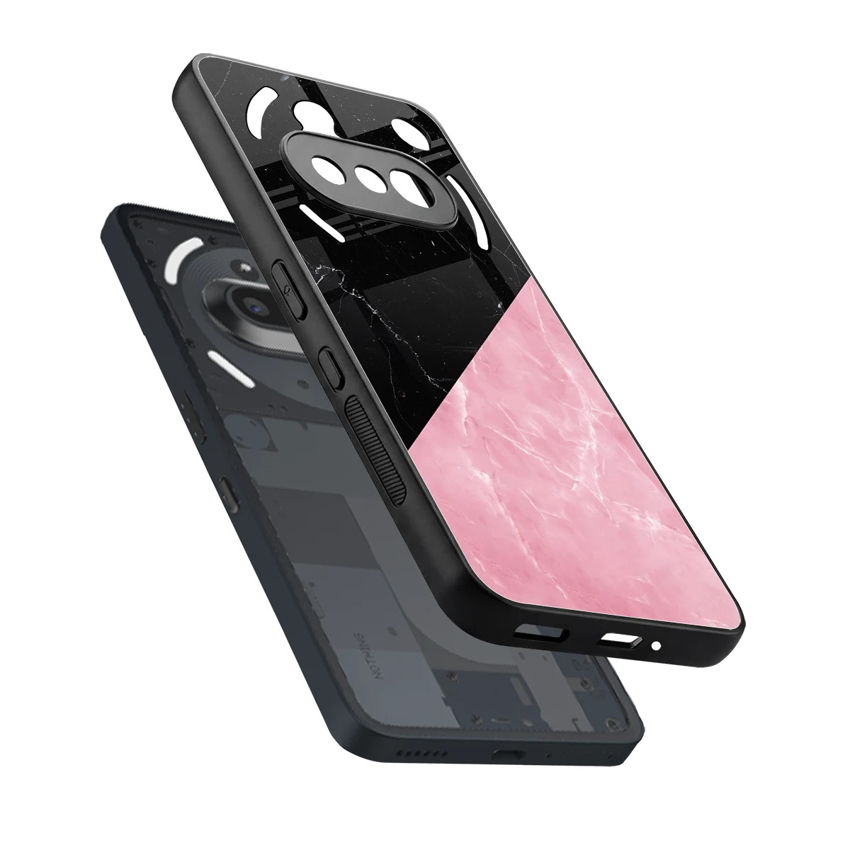 Obsidian Rose sleek nothing phone 3a cover with tempered glass back and TPU edges
