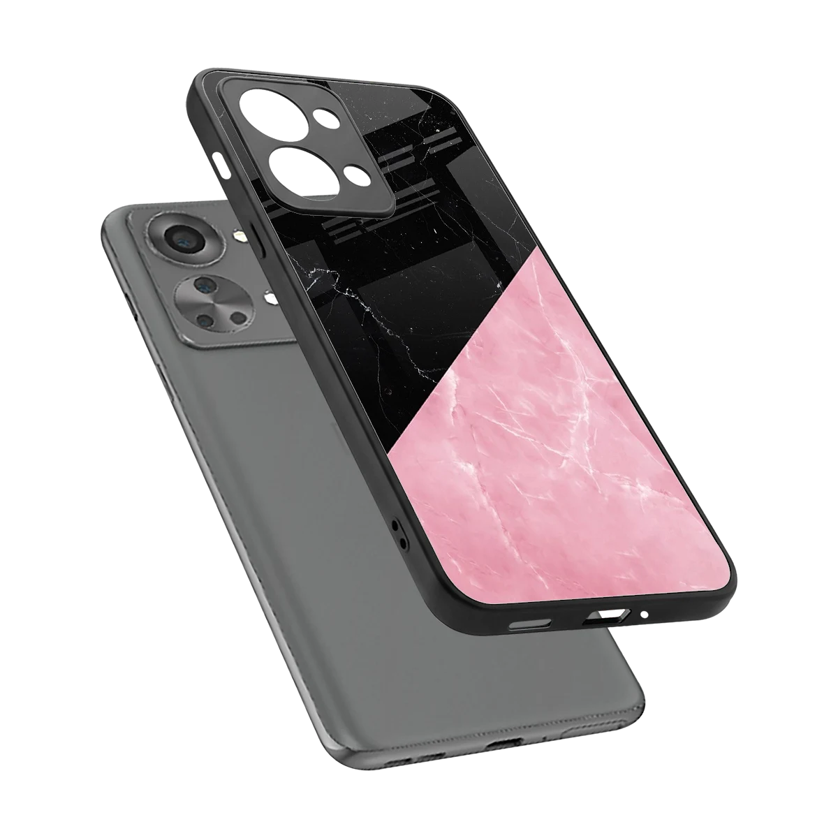 Obsidian Rose sleek oneplus nord 2t cover with tempered glass back and TPU edges