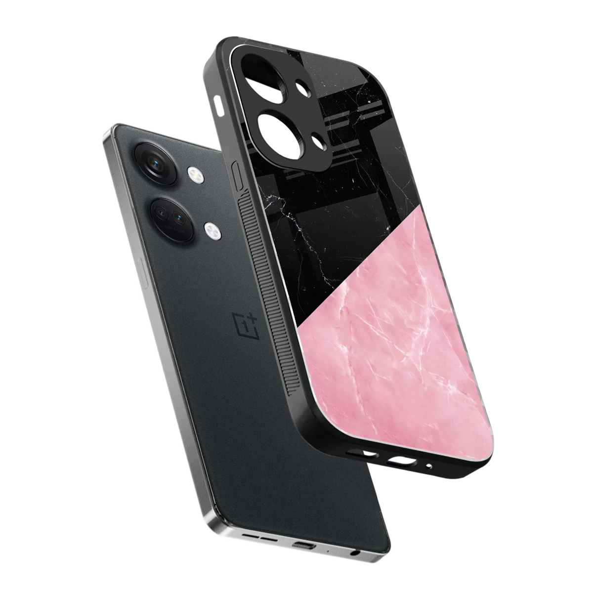 Obsidian Rose sleek oneplus nord 3 cover with tempered glass back and TPU edges