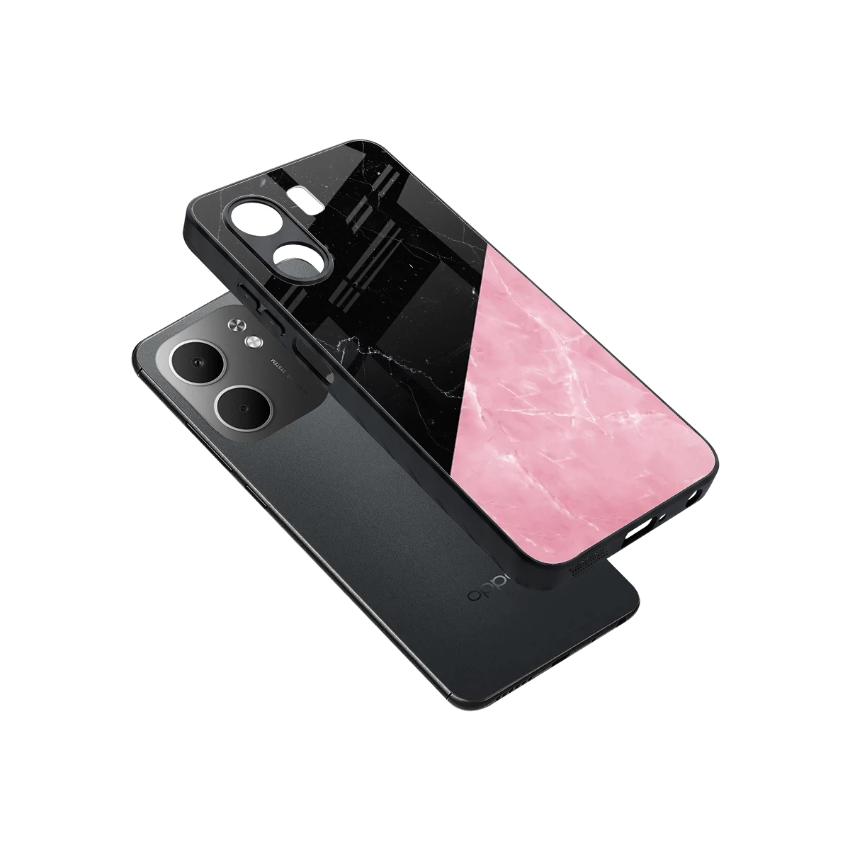 Obsidian Rose sleek oppo a5x 5g cover with tempered glass back and TPU edges