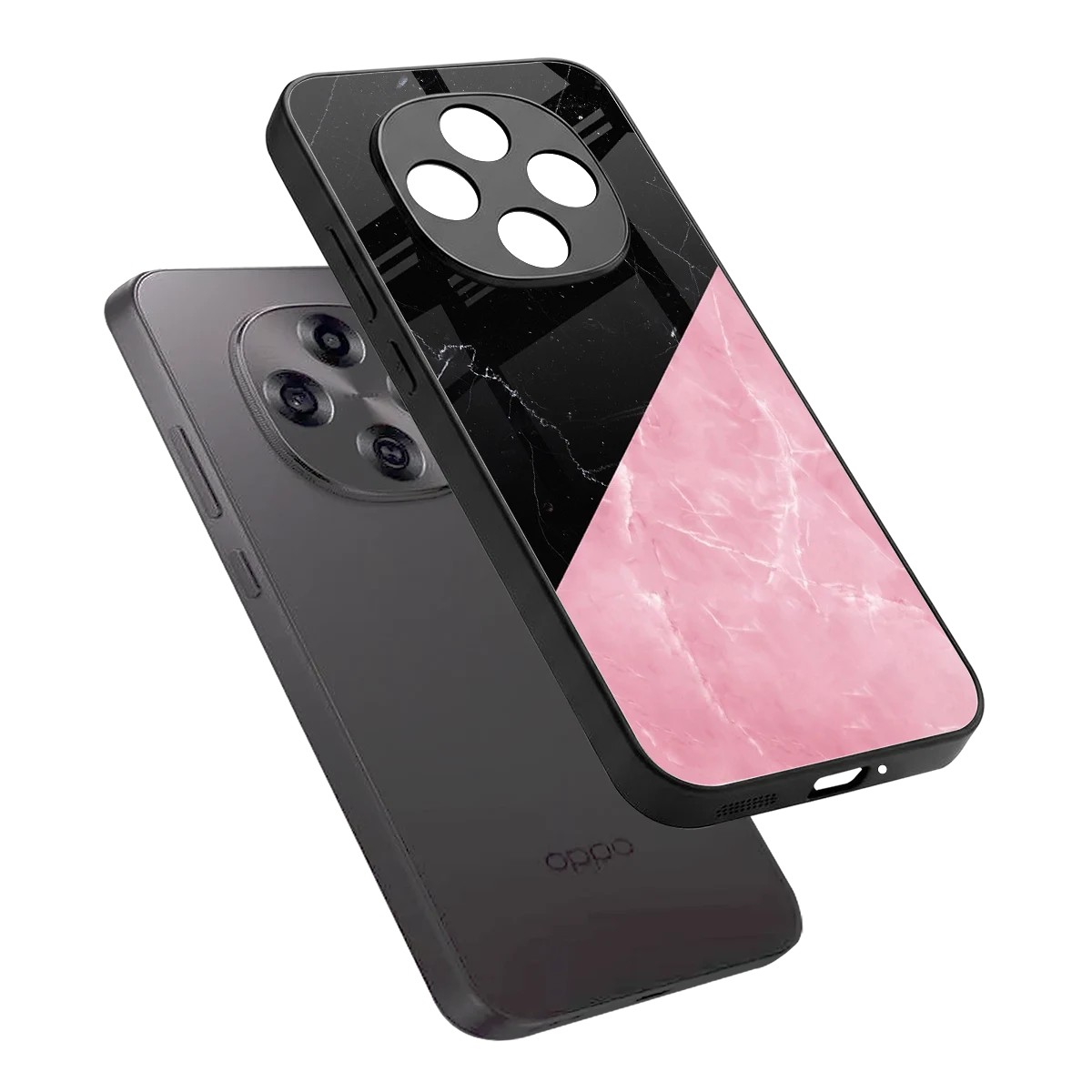 Obsidian Rose sleek oppo f31 pro 5g cover with tempered glass back and TPU edges