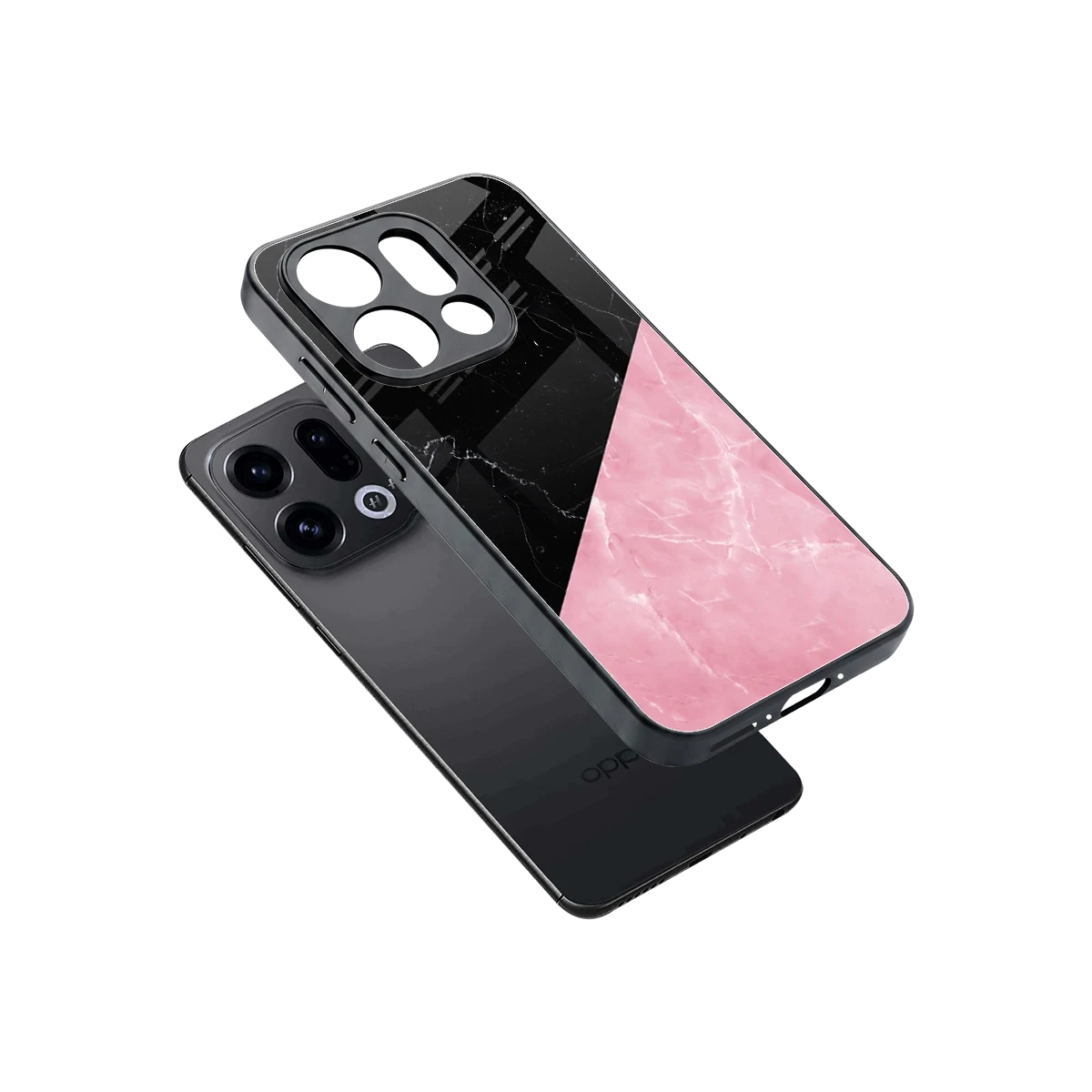 Obsidian Rose sleek oppo find x9 cover with tempered glass back and TPU edges