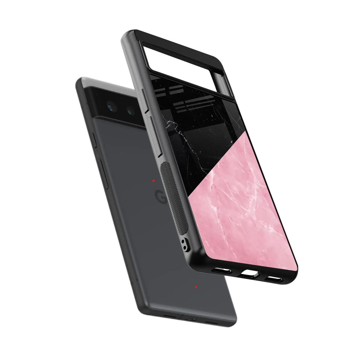 Obsidian Rose sleek google pixel 6a cover with tempered glass back and TPU edges