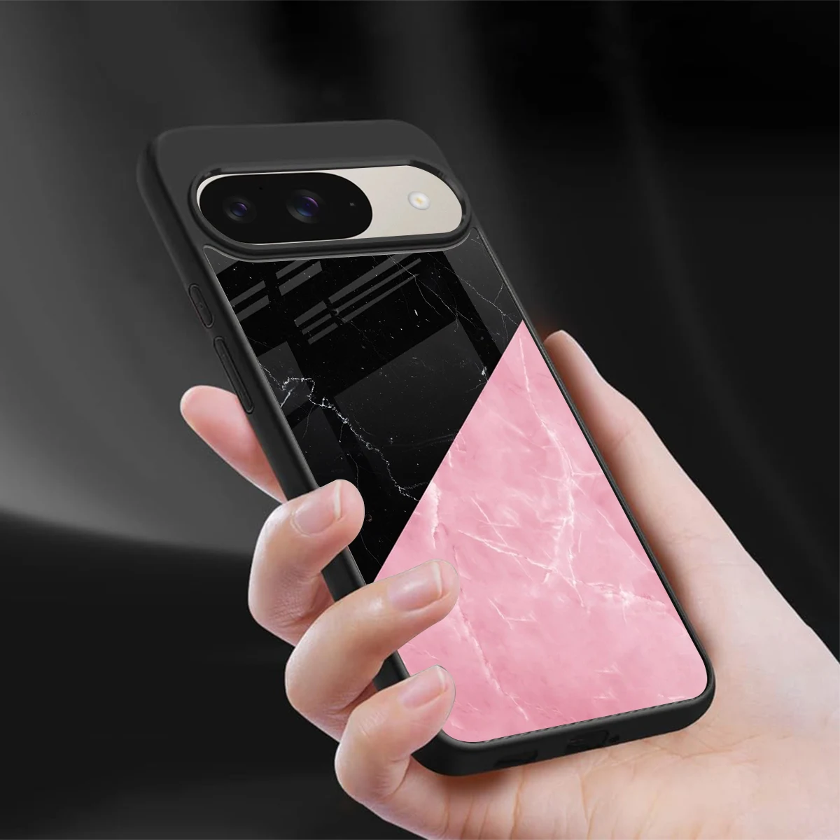 Obsidian Rose sleek google pixel 9 cover with tempered glass back and TPU edges