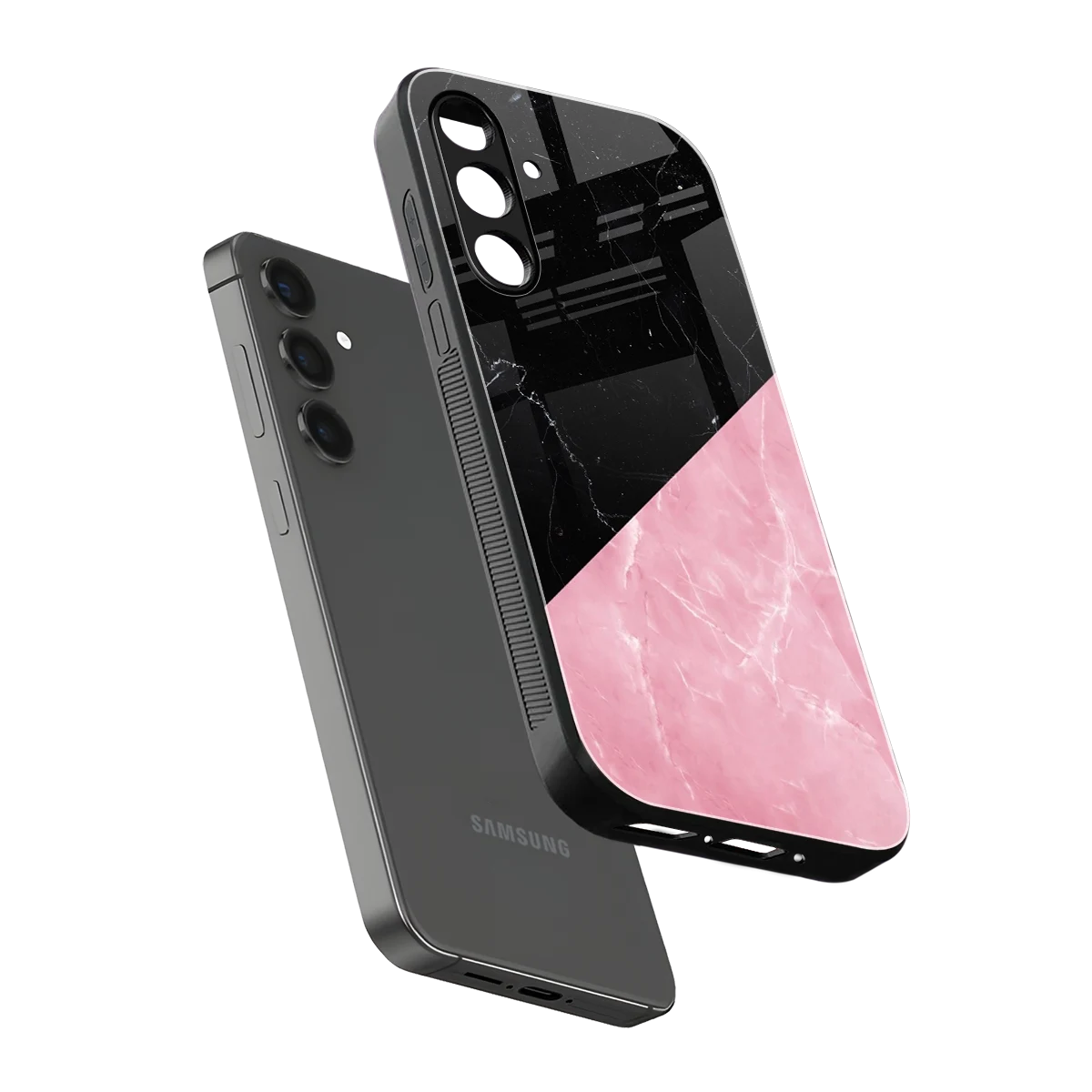 Obsidian Rose sleek samsung galaxy a55 5g cover with tempered glass back and TPU edges