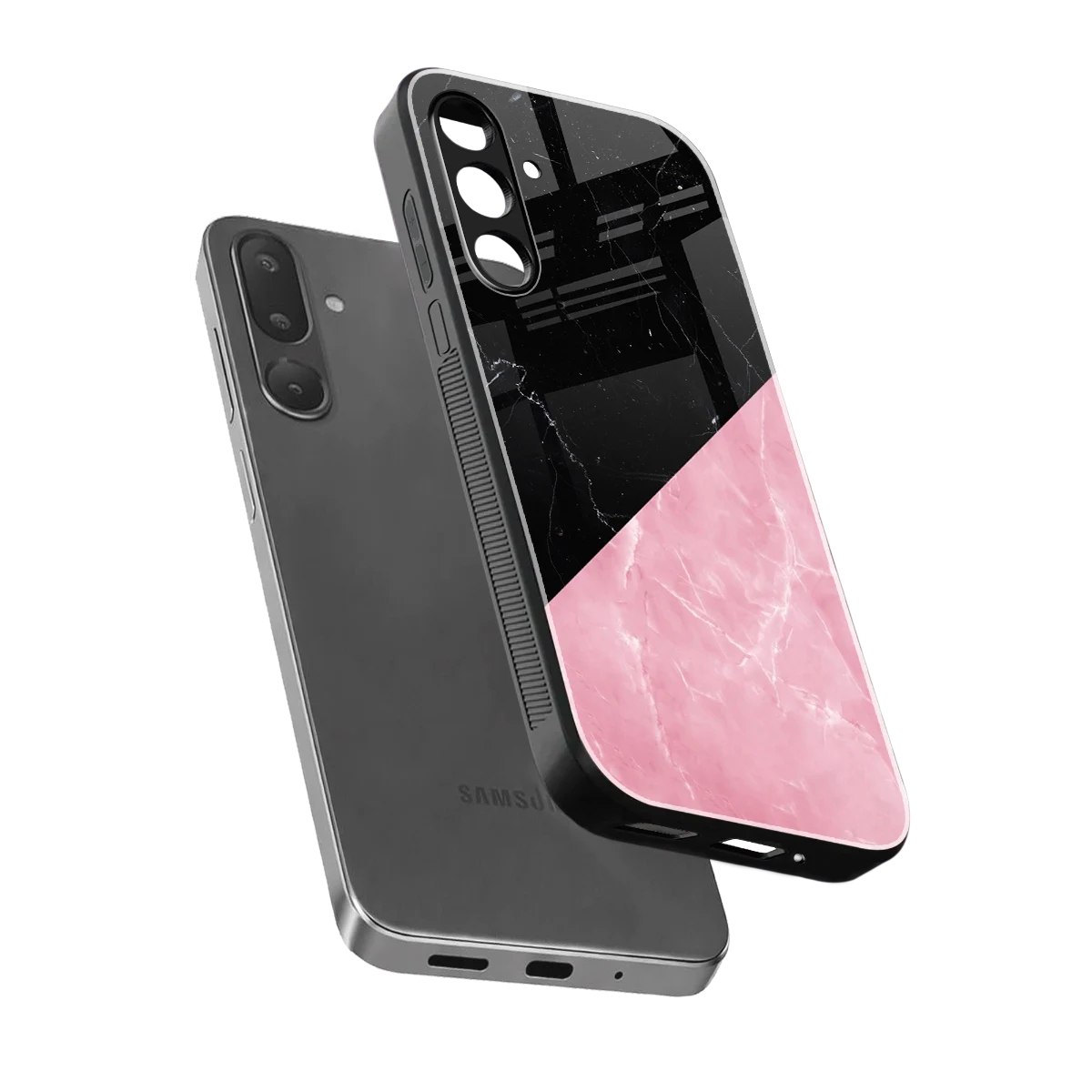 Obsidian Rose sleek samsung galaxy m56 5g cover with tempered glass back and TPU edges