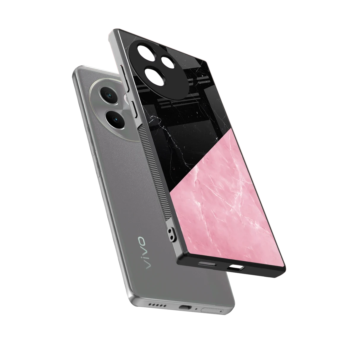 Obsidian Rose sleek vivo v30e cover with tempered glass back and TPU edges